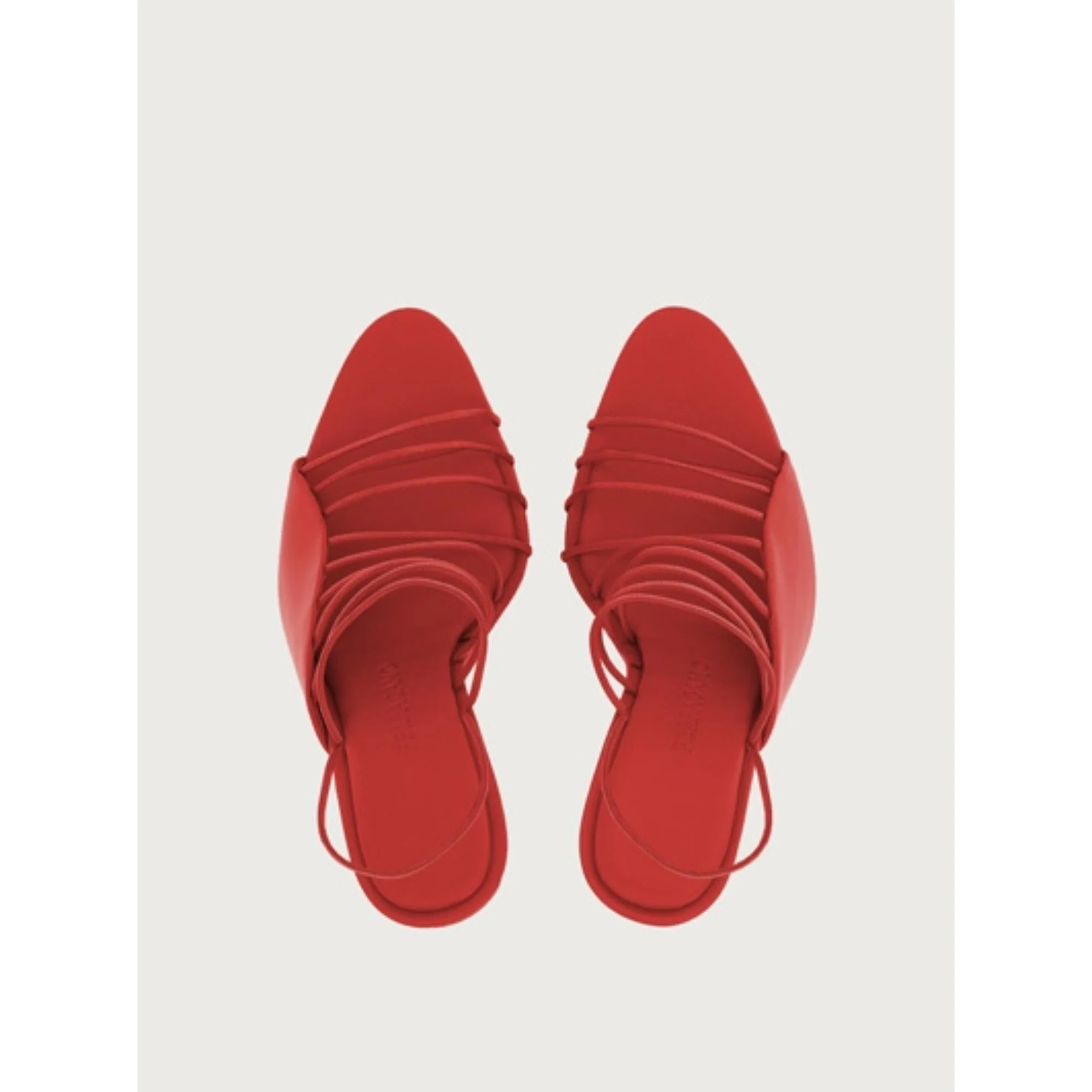 Sandals with Ultra-Fine Mini Straps - Flame Red - Image 2
