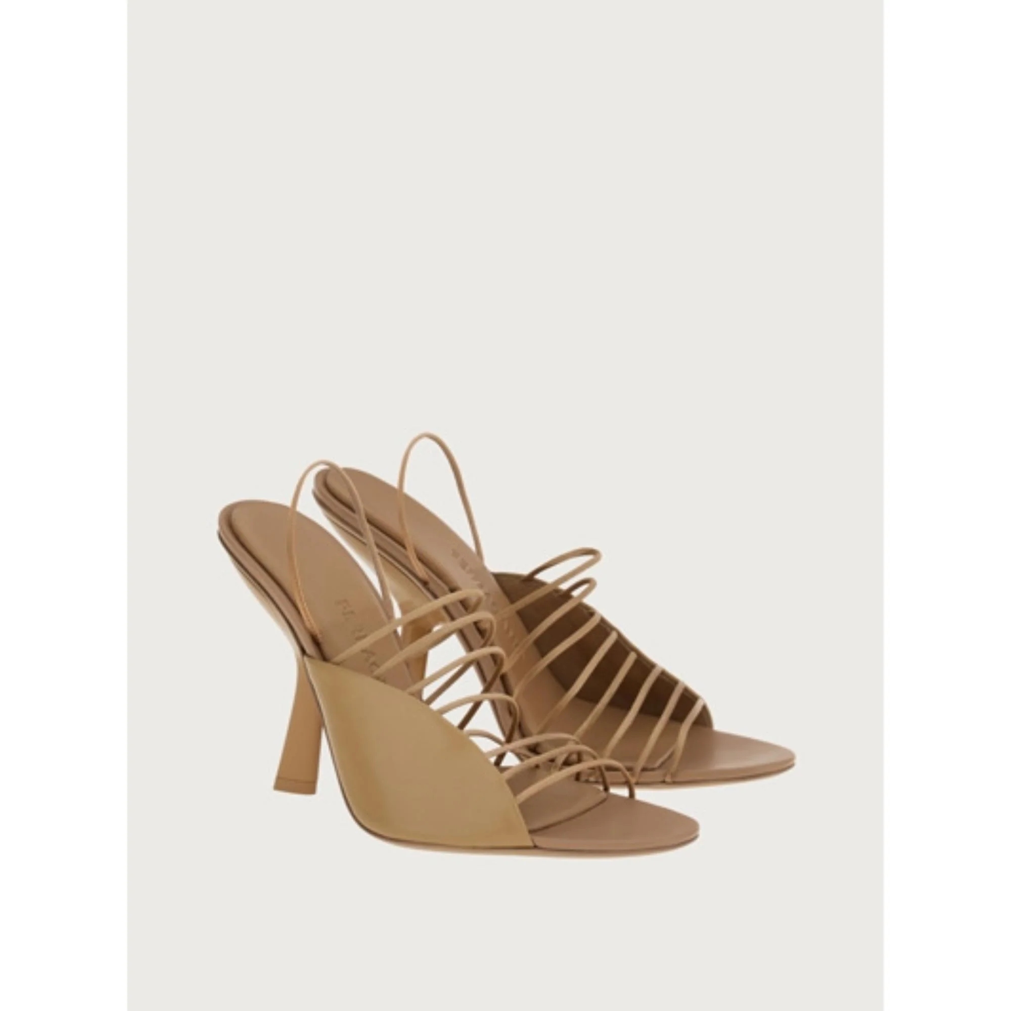Sandals with Ultra-Fine Mini Straps - Beige - Image 3
