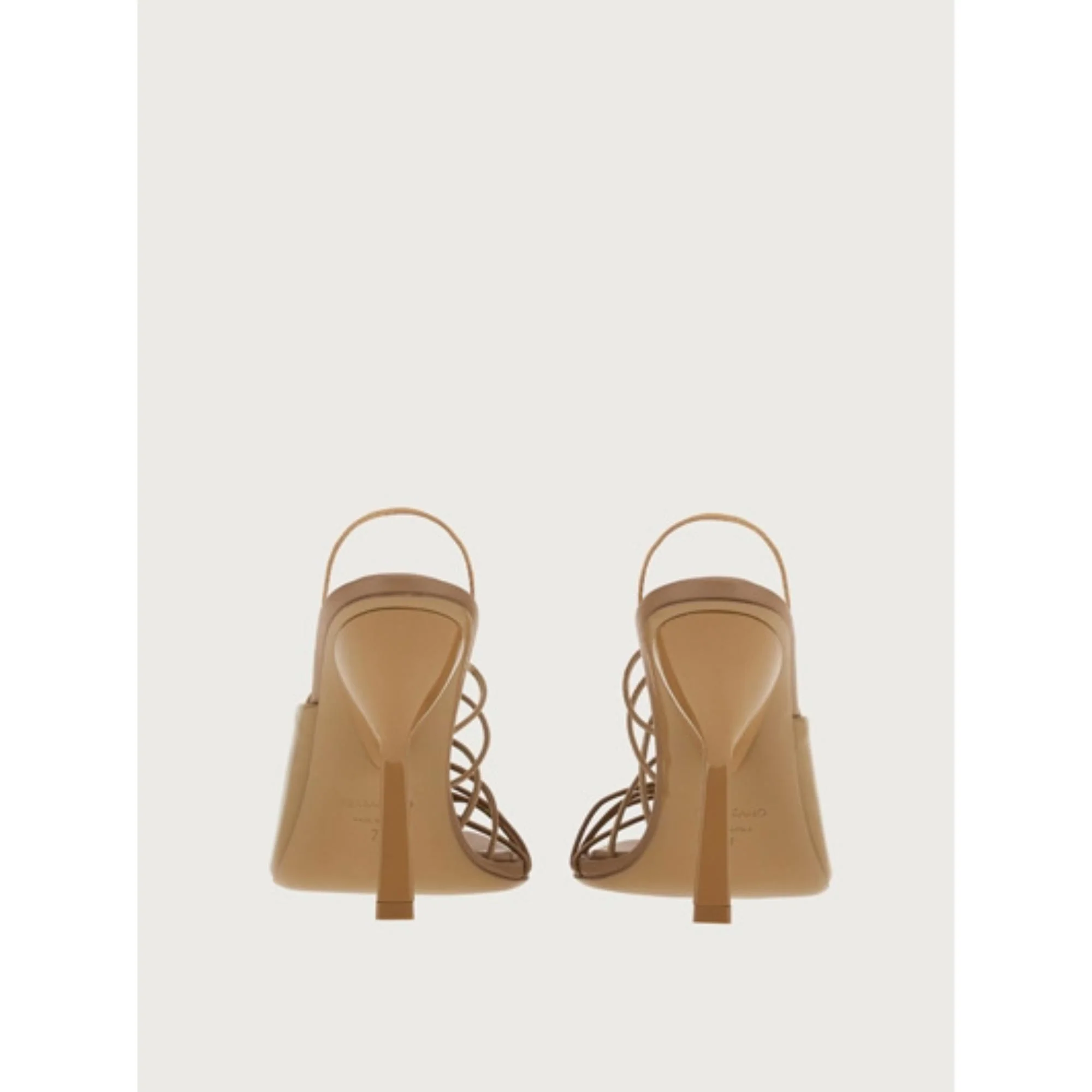 Sandals with Ultra-Fine Mini Straps - Beige - Image 4