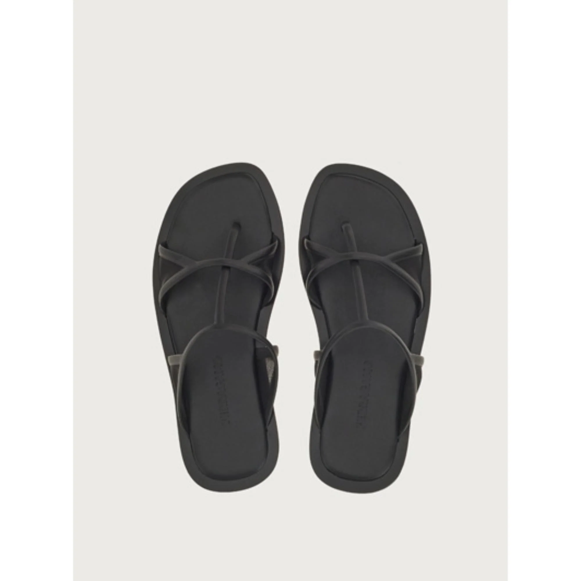Thong Sandals with Square Toe - Black - Image 2