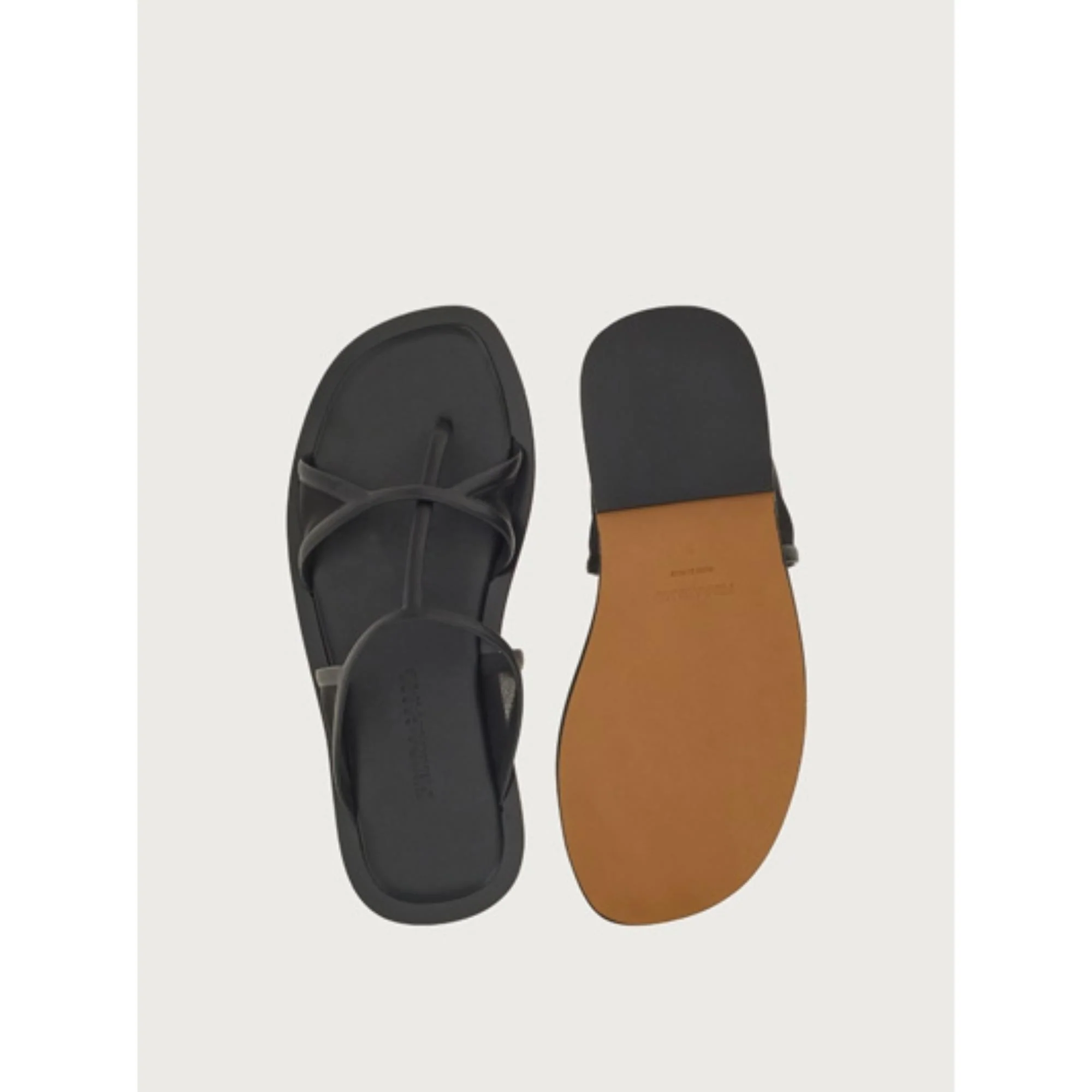 Thong Sandals with Square Toe - Black - Image 3