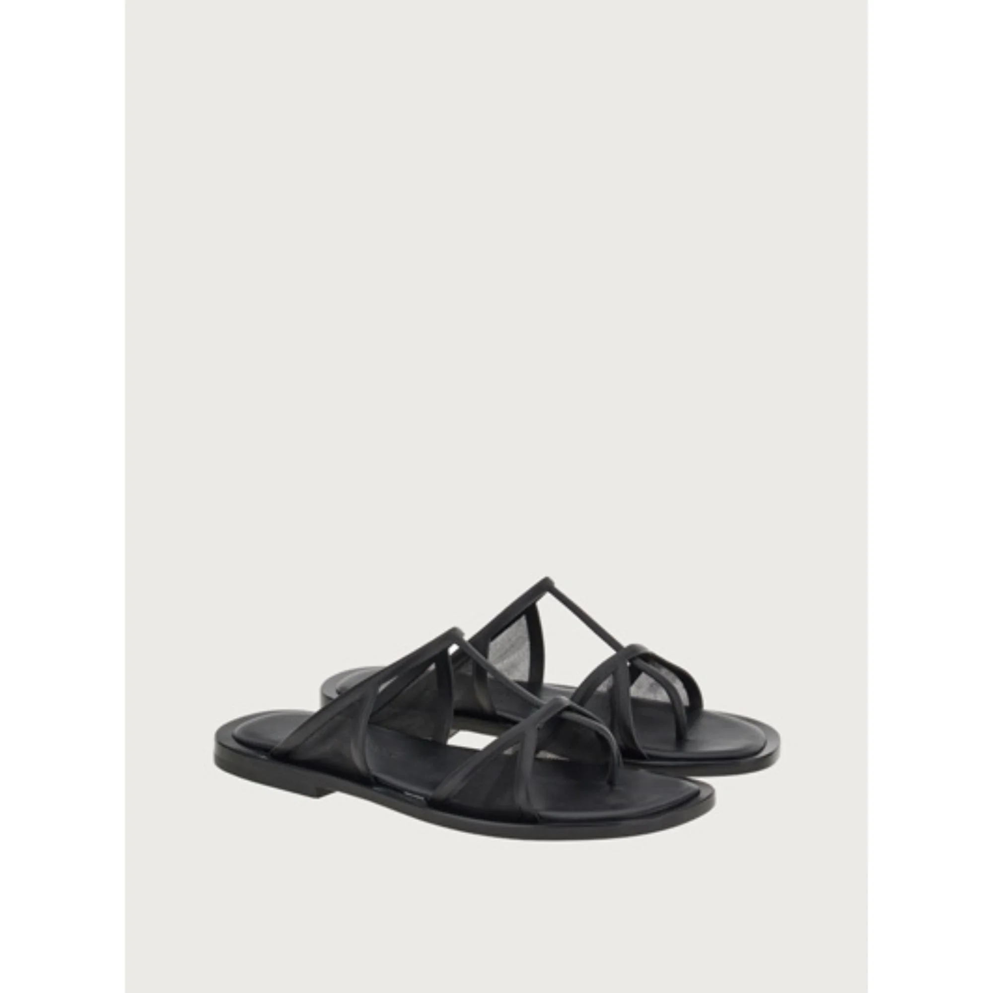 Thong Sandals with Square Toe - Black - Image 4