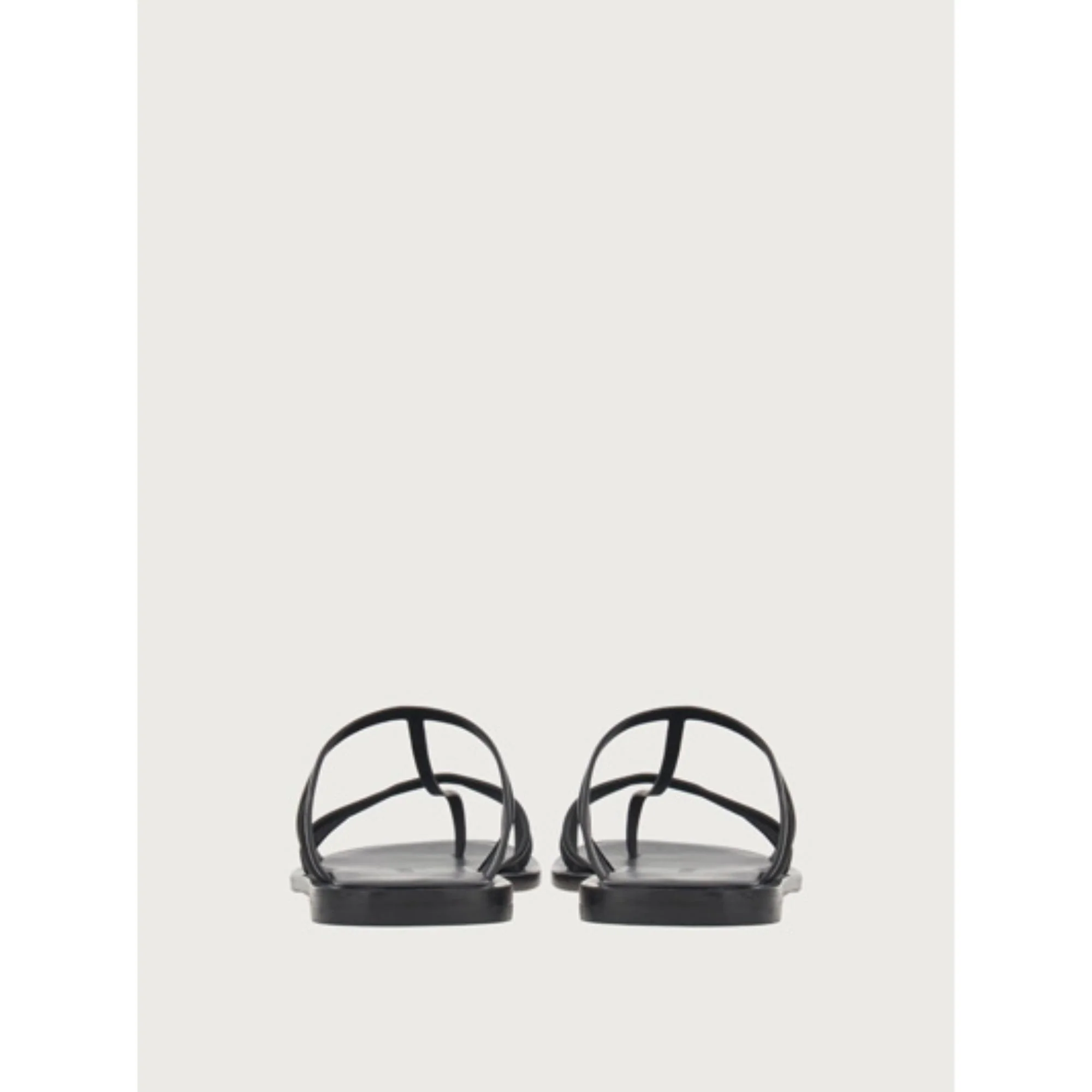 Thong Sandals with Square Toe - Black - Image 5