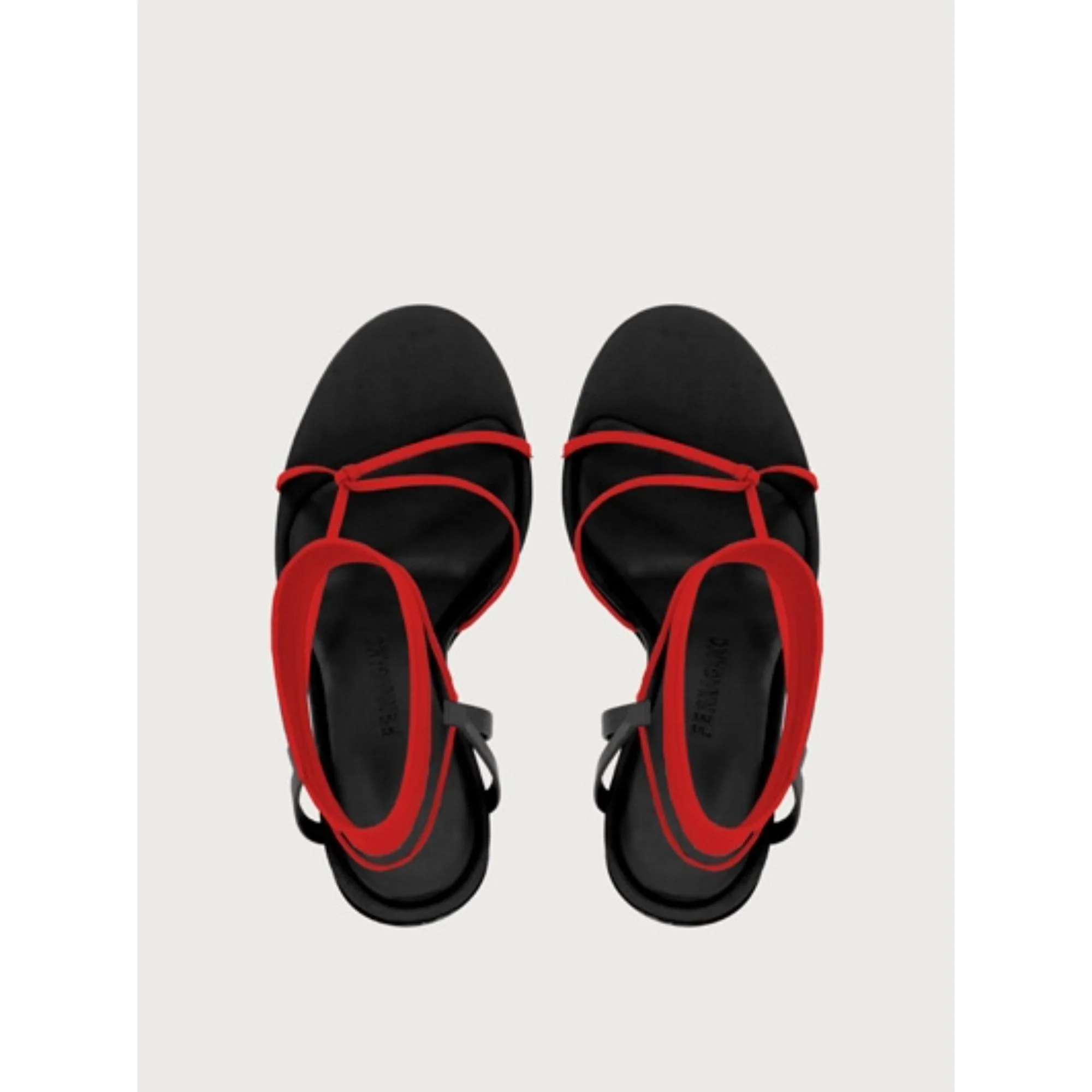 Sandals with Stiletto Heel - Black/Flame Red - Image 2