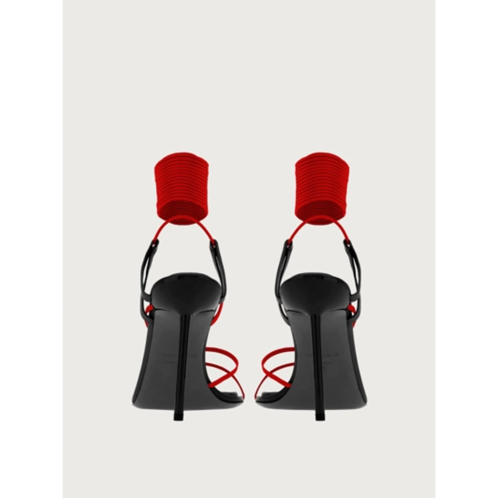 Sandals with Stiletto Heel - Black/Flame Red - Image 4