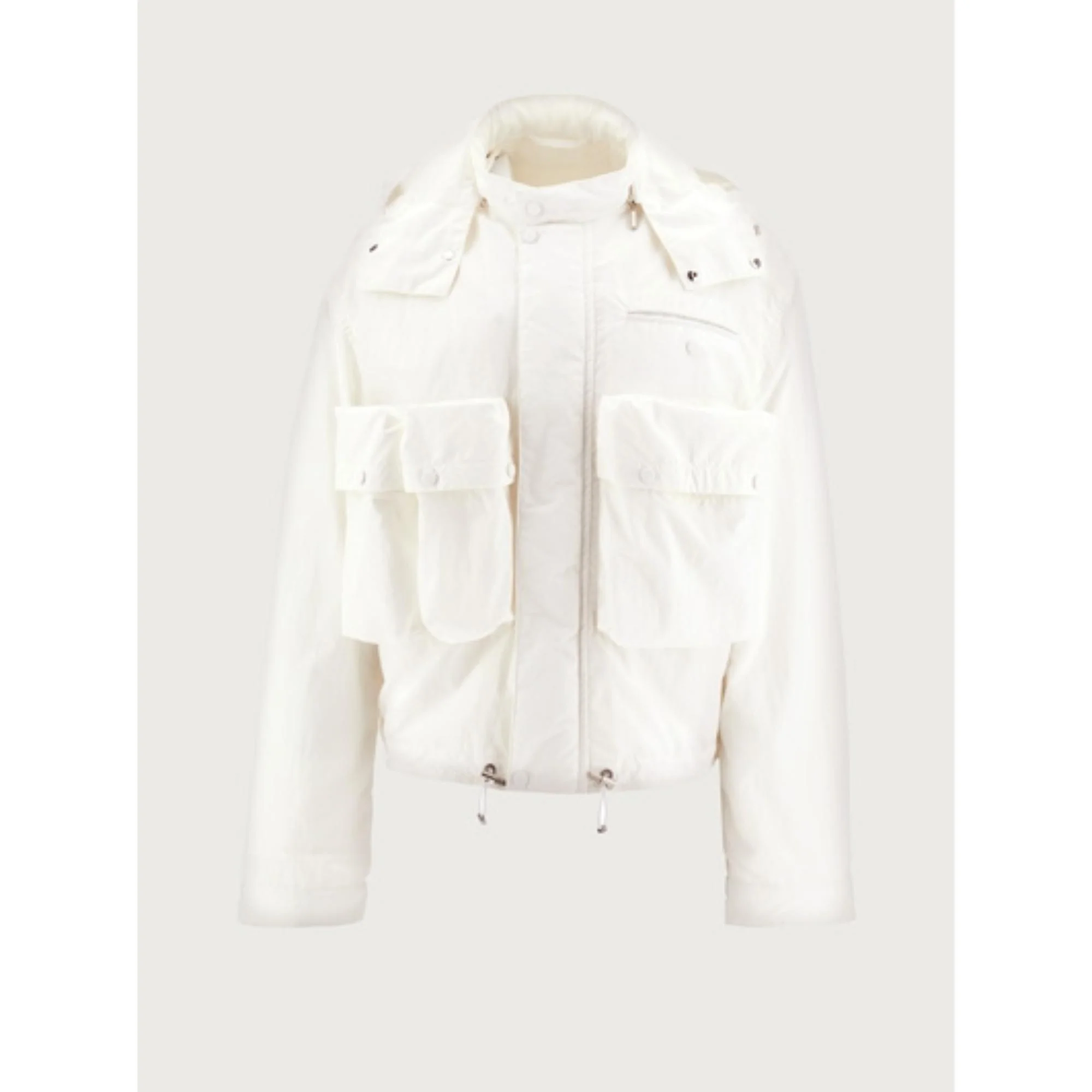 Oversize Blouson with Detachable Hood - White