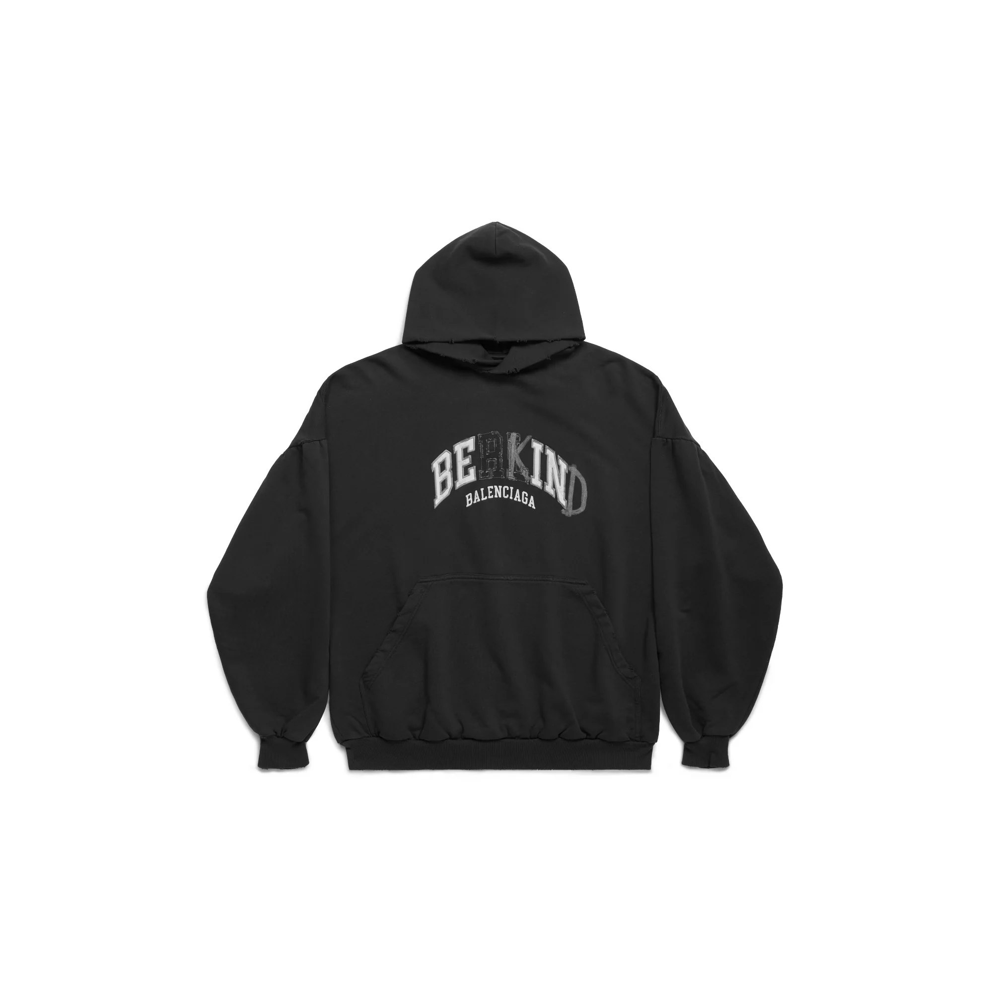 Round Hoodie - Faded Black/White
