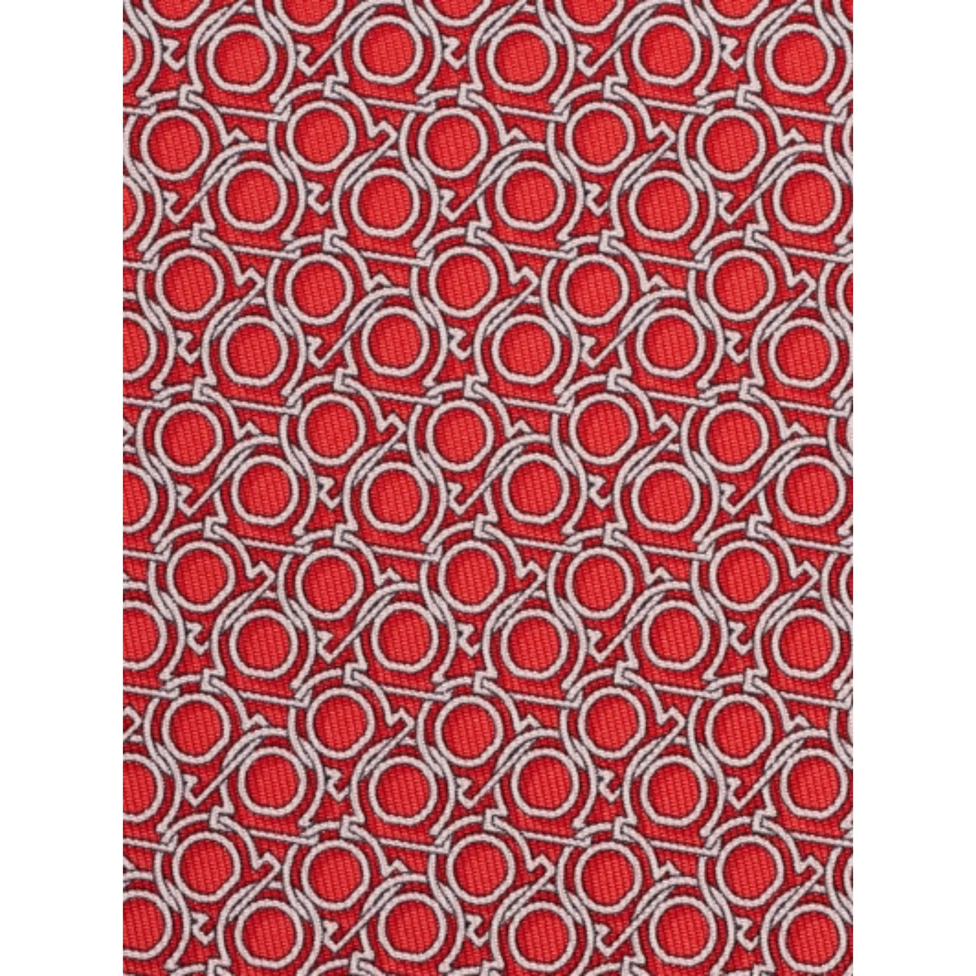 Gancini Print Silk Tie - Red - Image 3