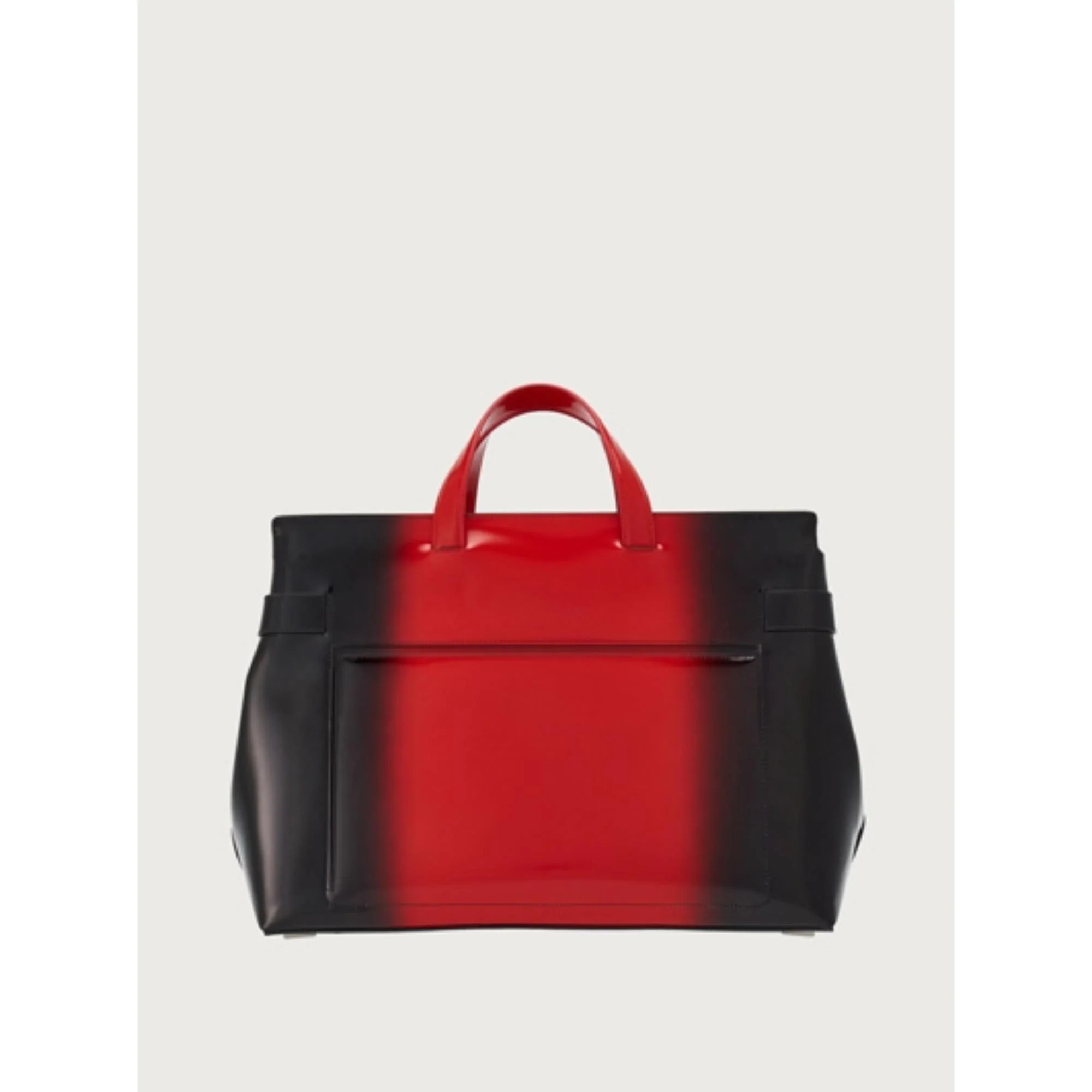 Tote Bag with Gancini Buckles - Flame Red/Black - Image 3