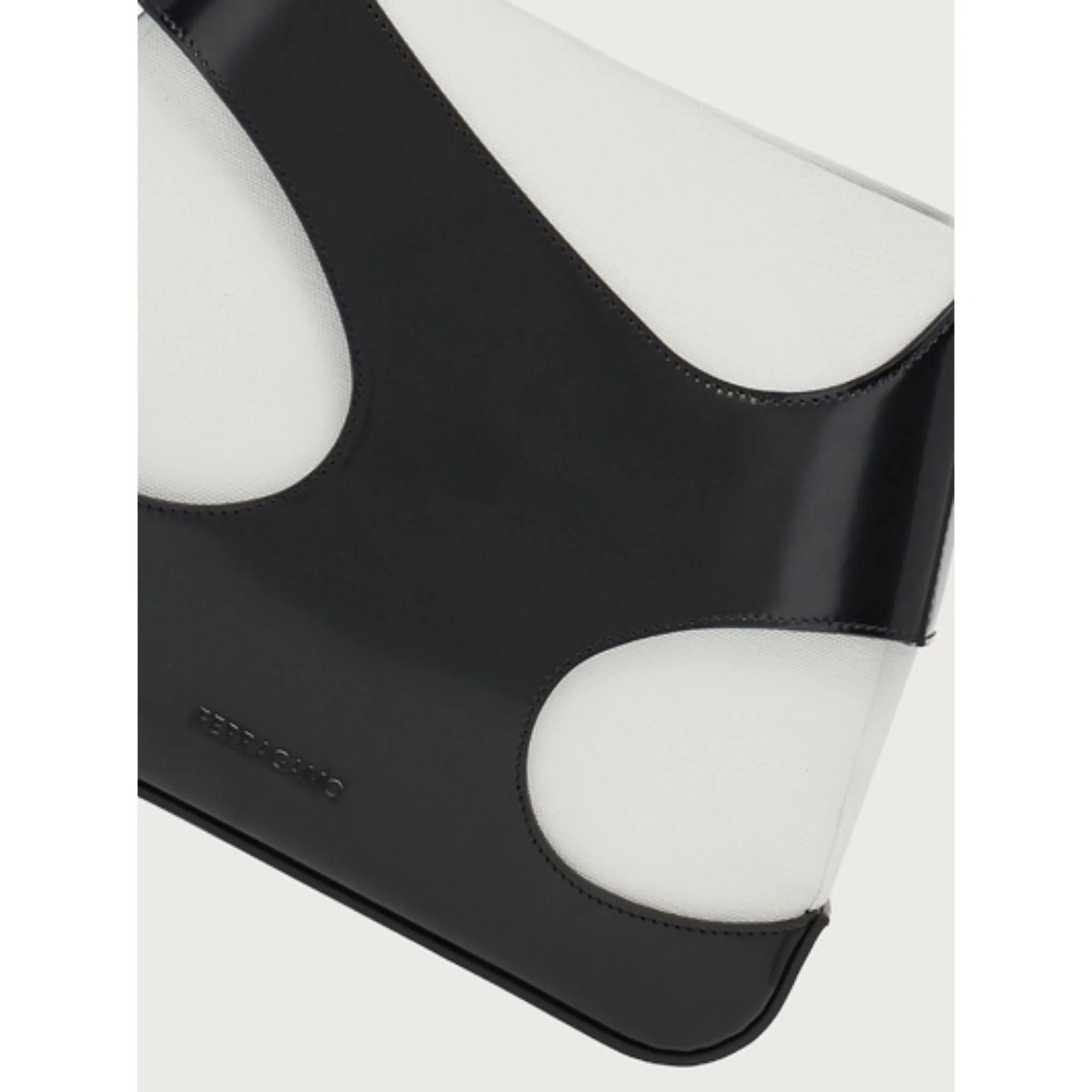 Medium Shoulder Bag with Cut-Out Detailing - Black/Optic White - Image 5