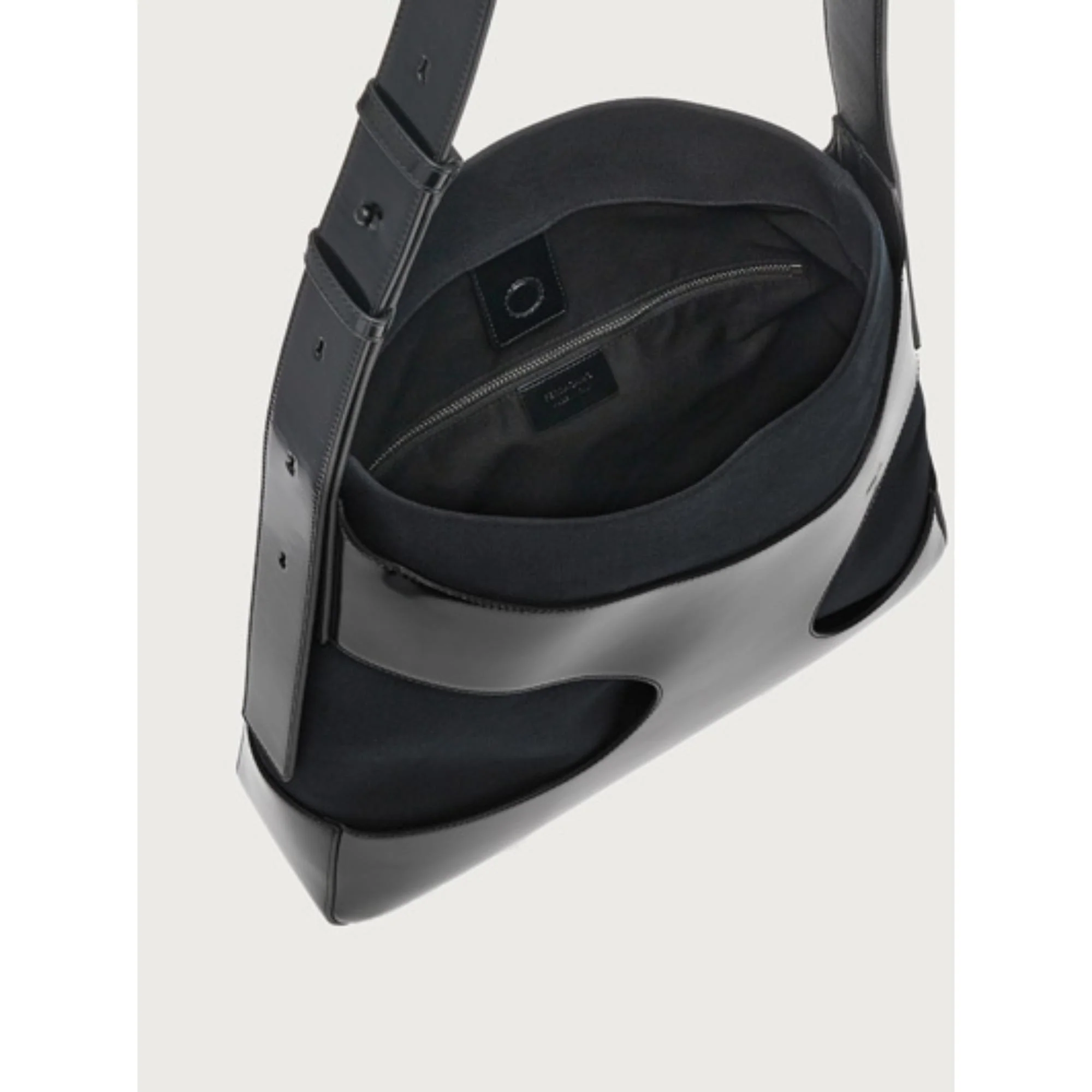 Shoulder Bag with Cut-Out Detailing - Black - Image 4