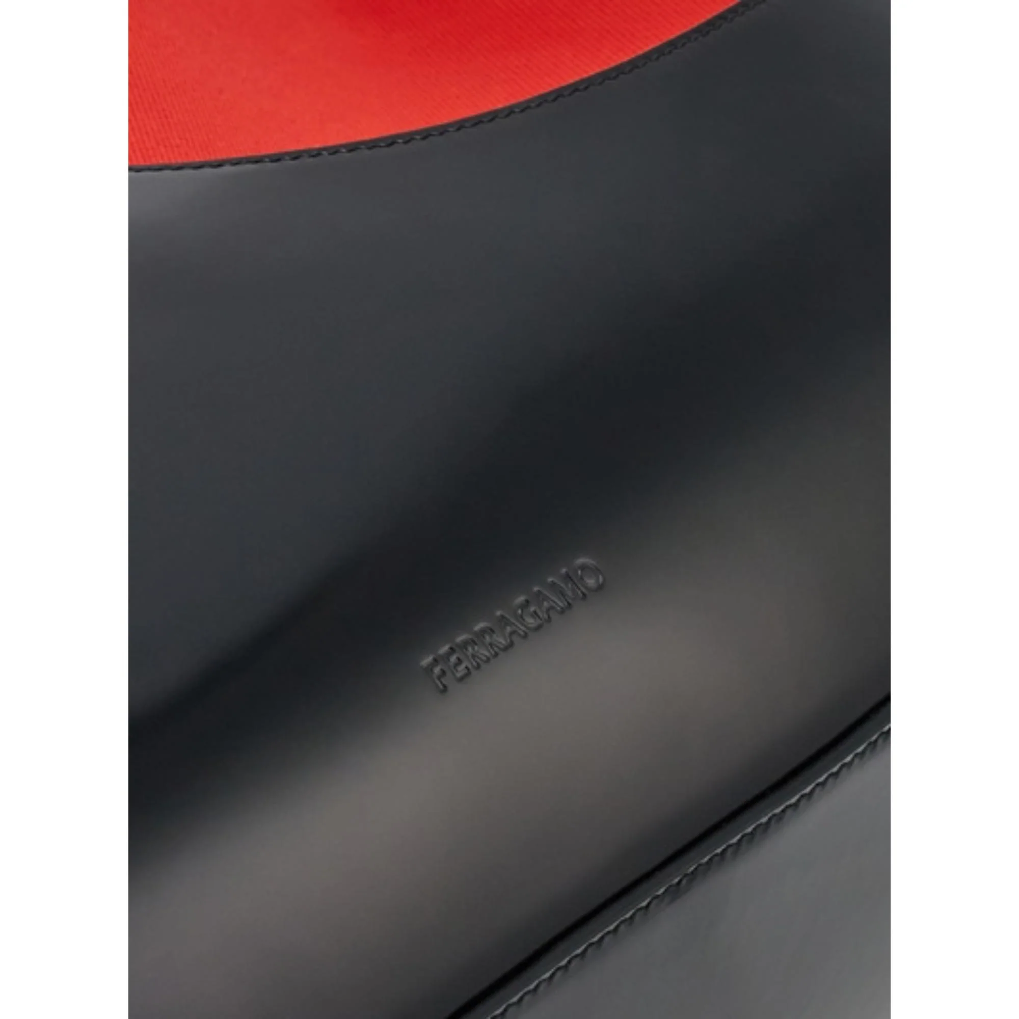 Top Handle Bag with Cut-Out Detailing - Black/Flame Red - Image 5