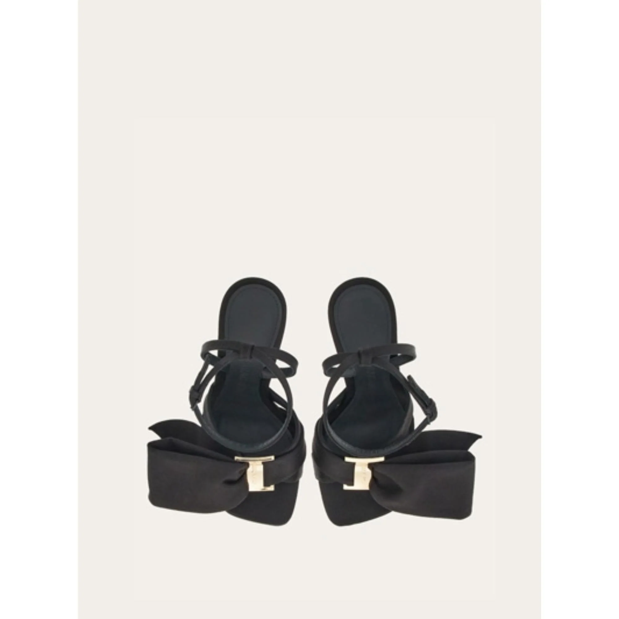 Sandals with Asymmetric Bow - Black - Image 2