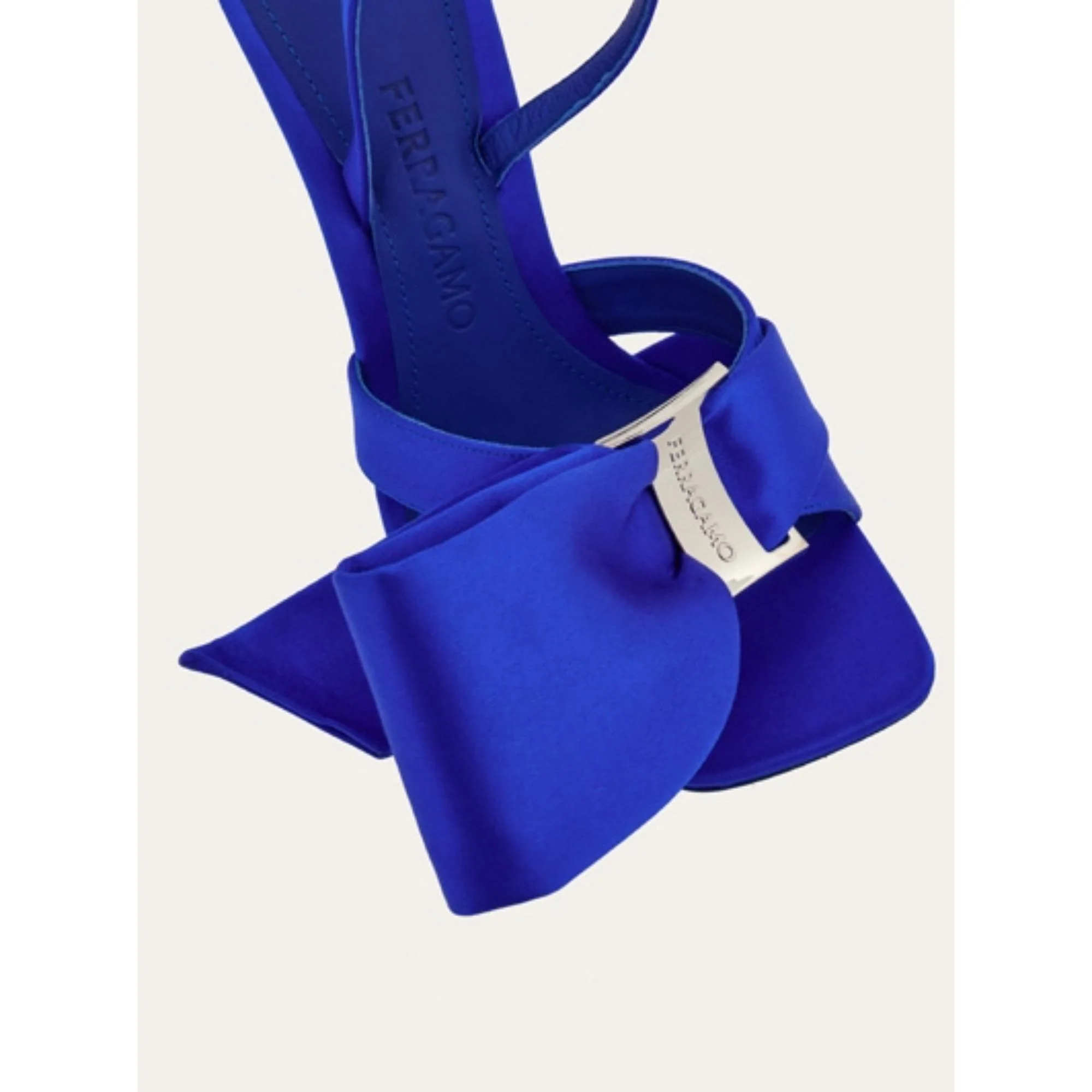 Sandals with Asymmetric Bow - Electric Blue - Image 6