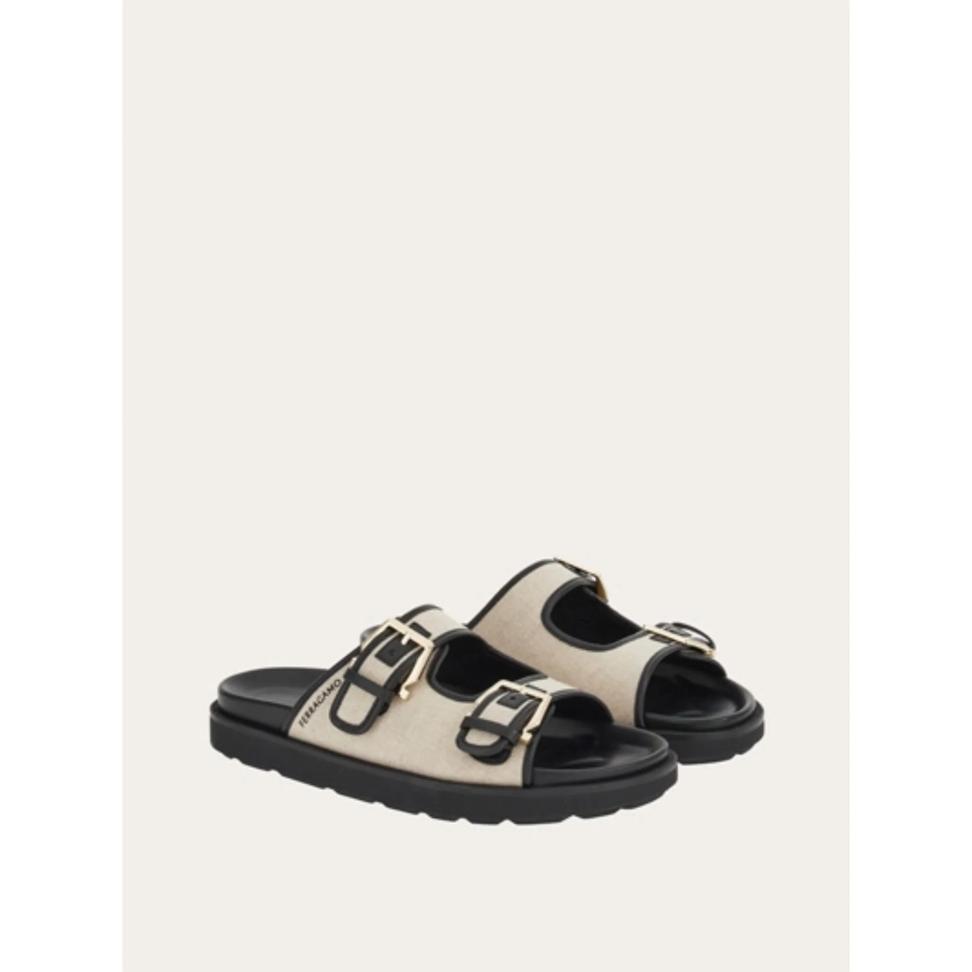 Double-Strap Sandals - Natural/Black - Image 4
