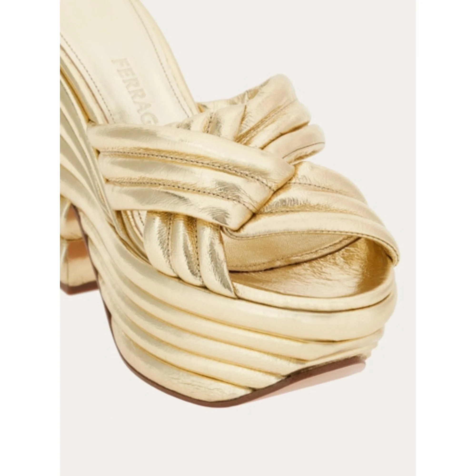 Sandals with Sculptural Platform - Platinum - Image 5
