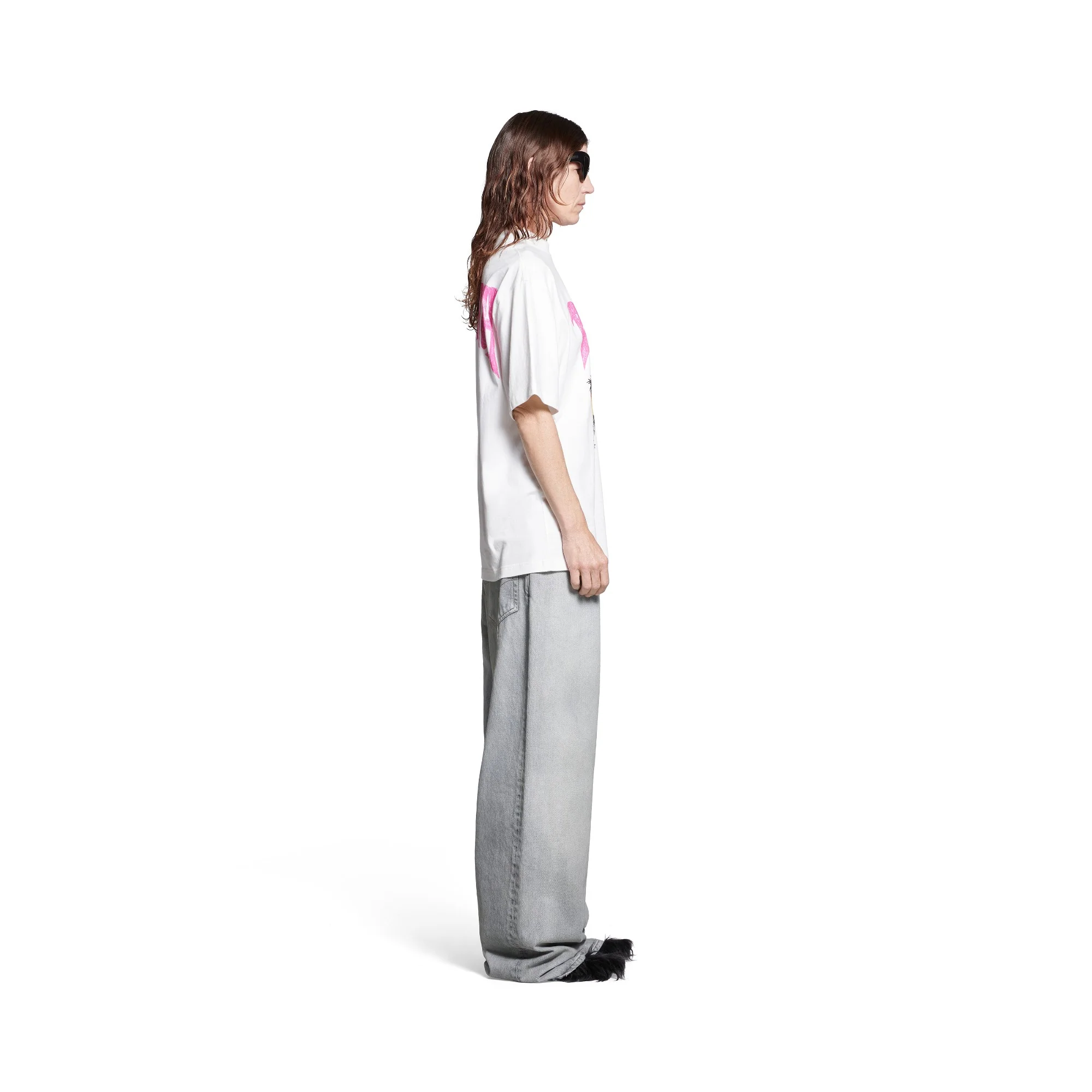 Medium Fit T-Shirt - White/Pink - Image 6