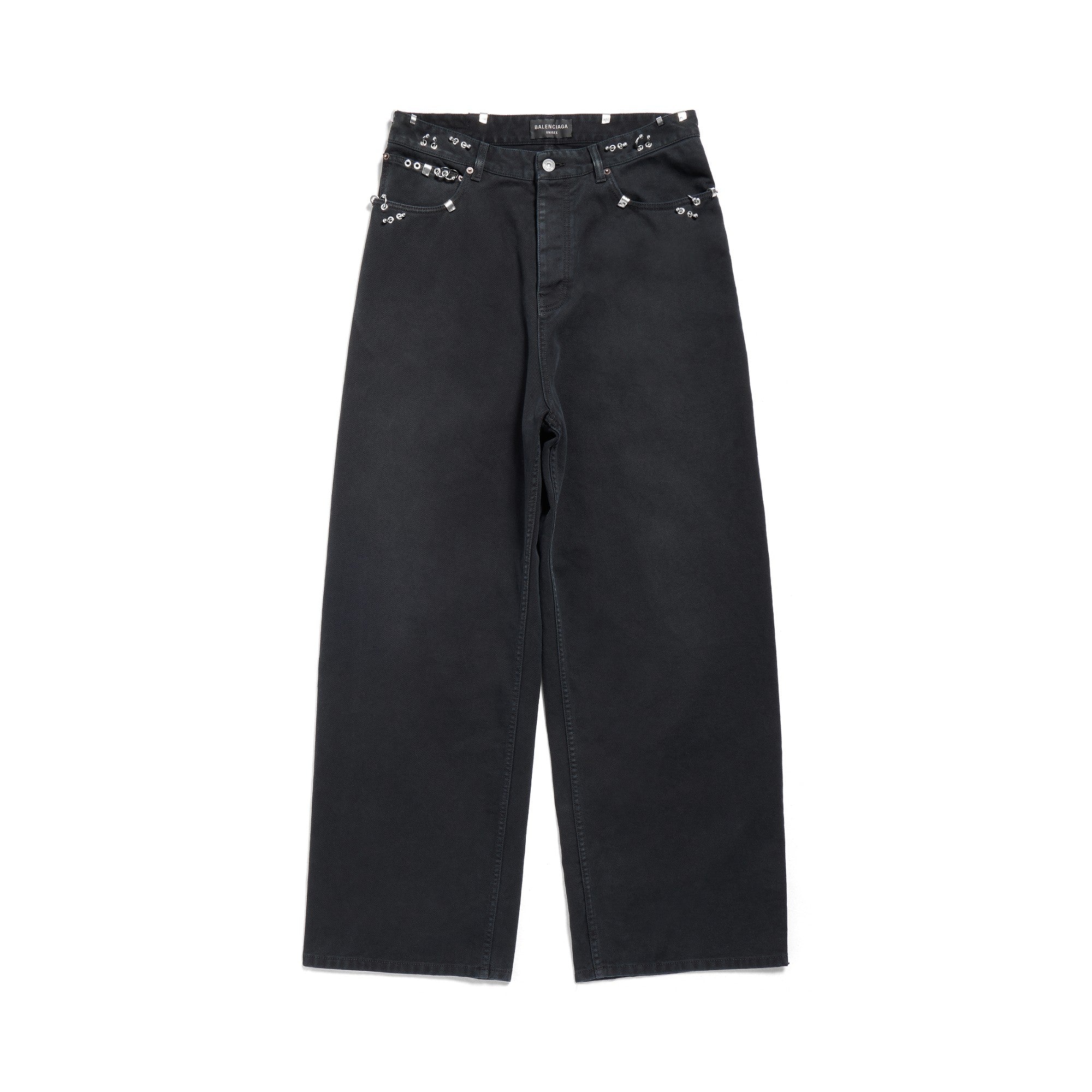 Pierced Baggy Pants - Sunbleached Black