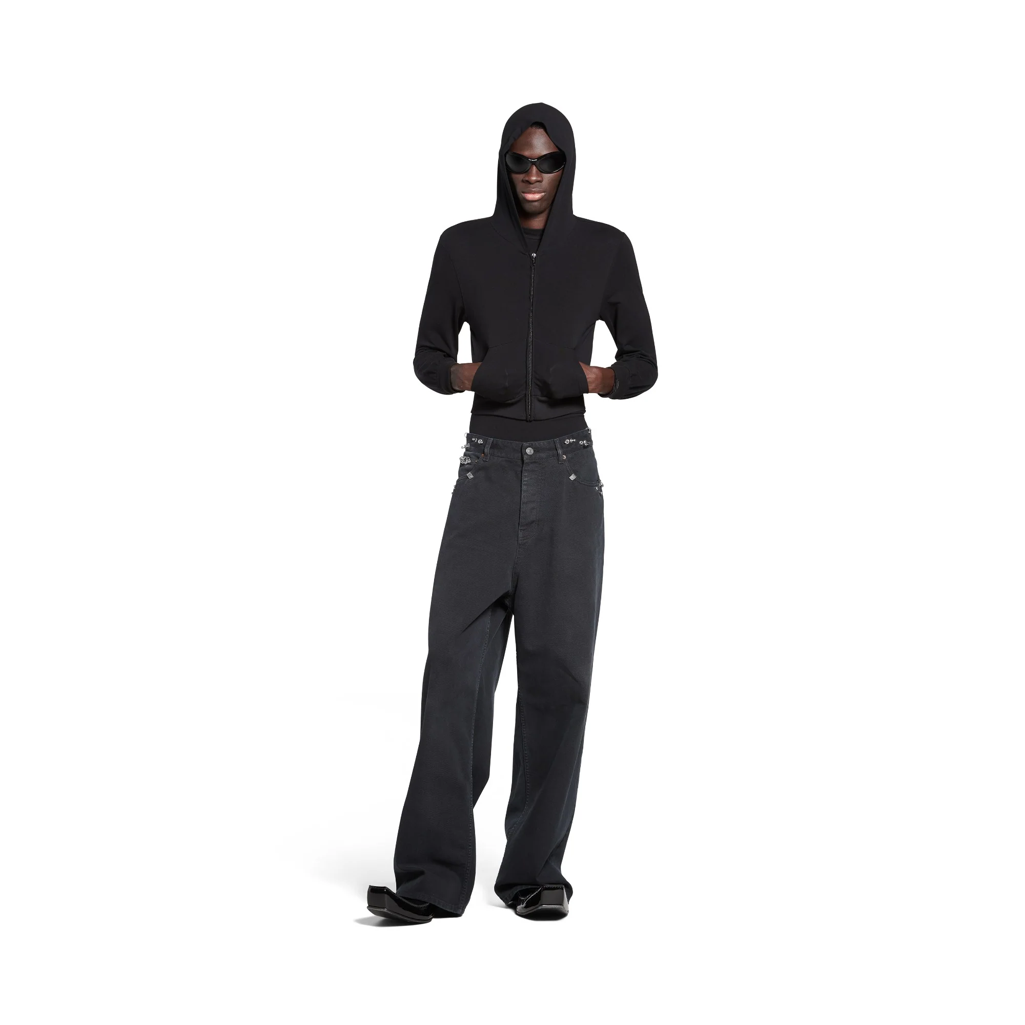 Pierced Baggy Pants - Sunbleached Black - Image 3