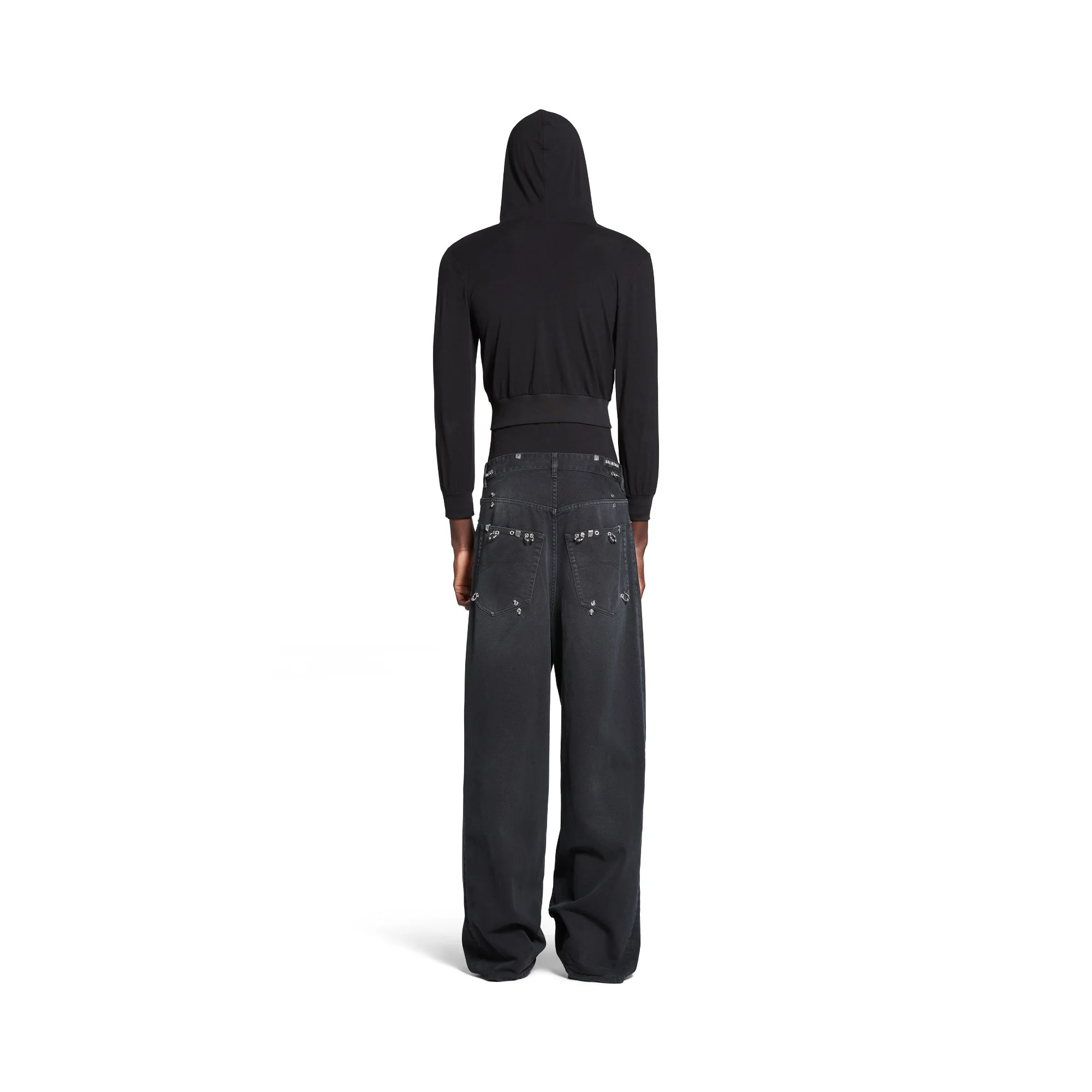 Pierced Baggy Pants - Sunbleached Black - Image 4
