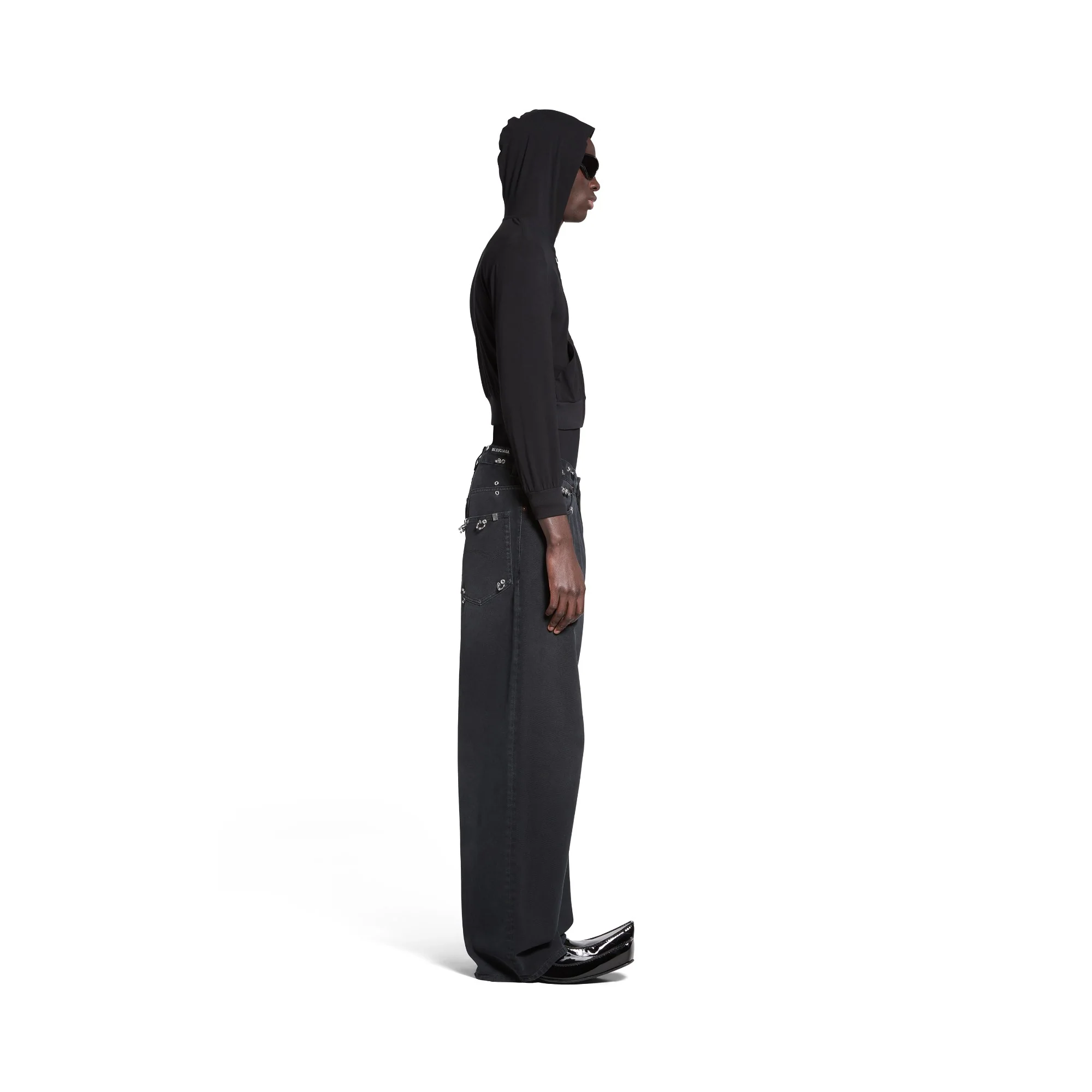 Pierced Baggy Pants - Sunbleached Black - Image 5