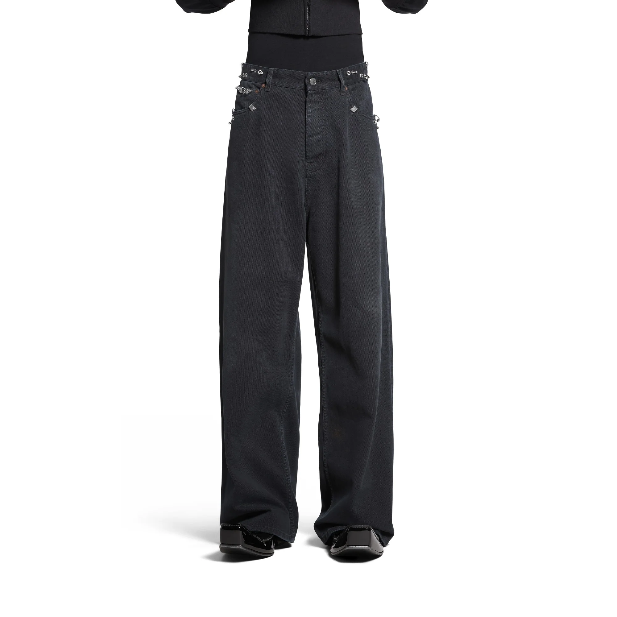 Pierced Baggy Pants - Sunbleached Black - Image 6