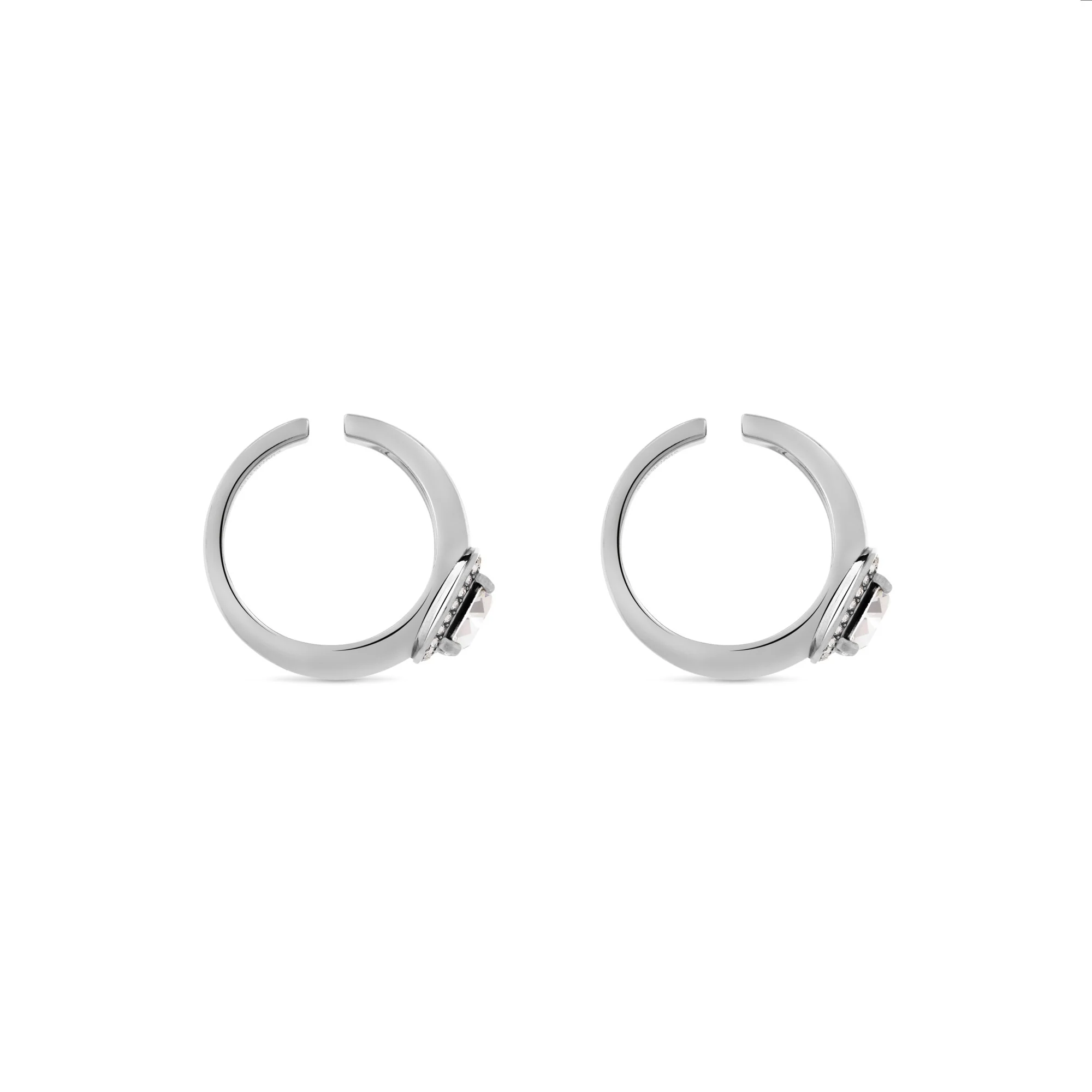 Maxi Solitaire Ear Cuffs - Silver/Crystal - Image 3