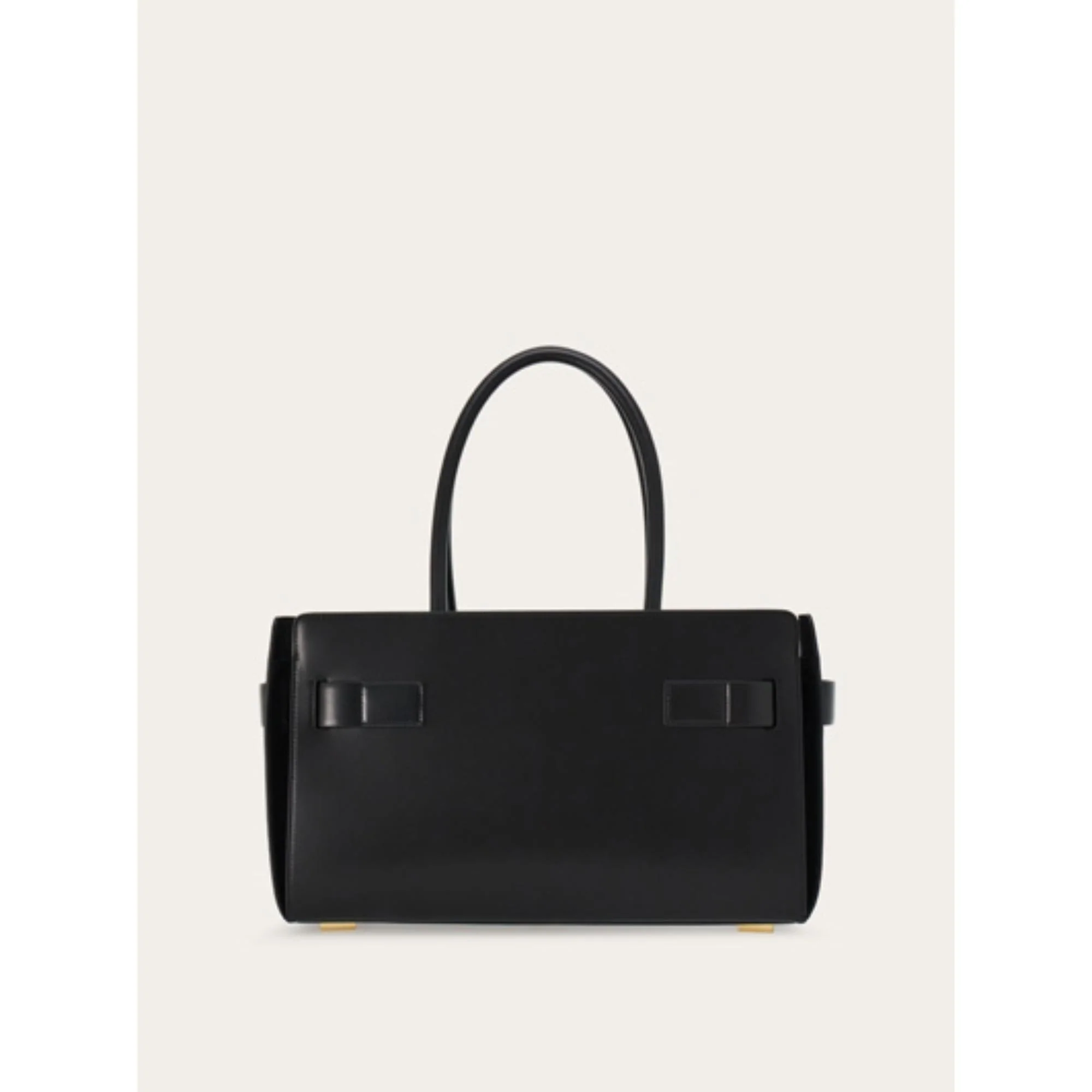Medium Tote Bag with Gancini Buckles - Black - Image 3