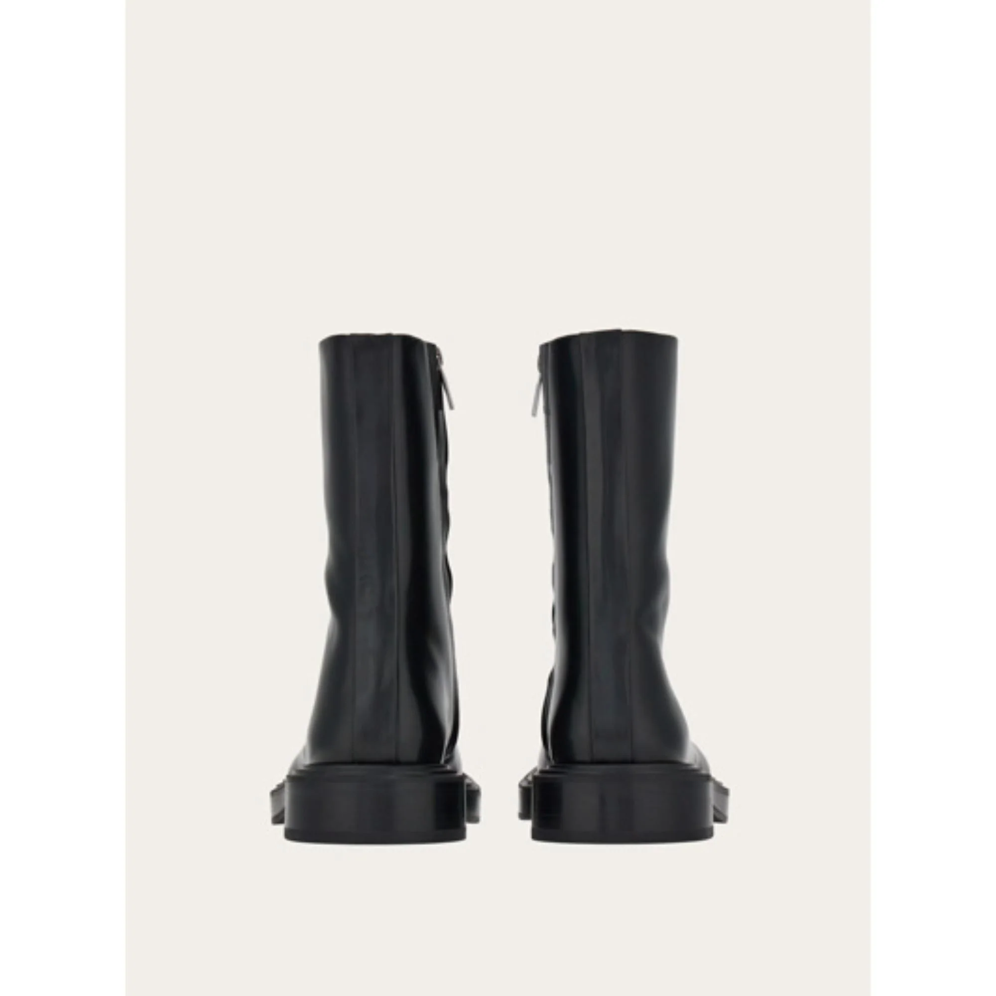 Ankle Boots with Contrasting Insert - Black/Flame Red - Image 3