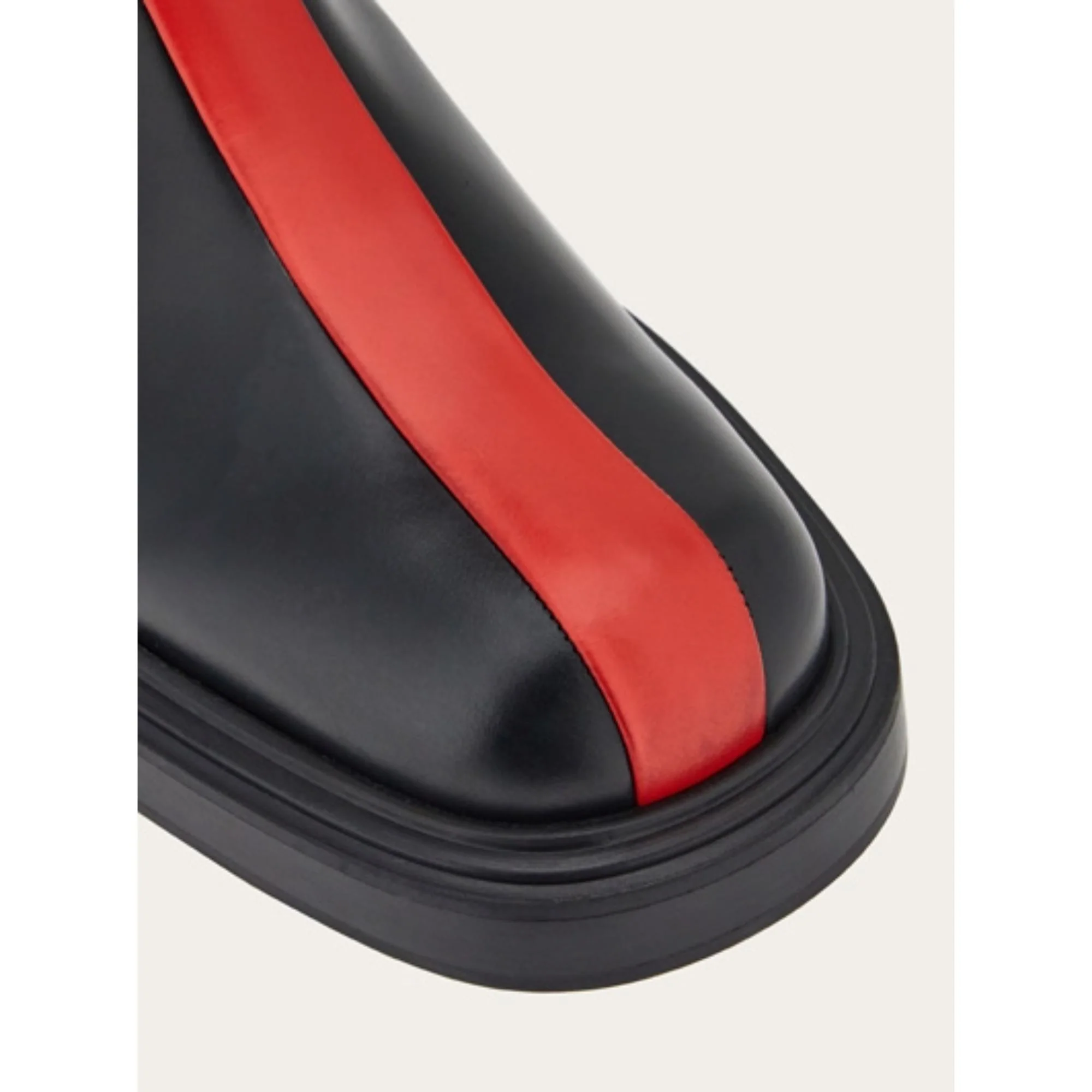 Ankle Boots with Contrasting Insert - Black/Flame Red - Image 6