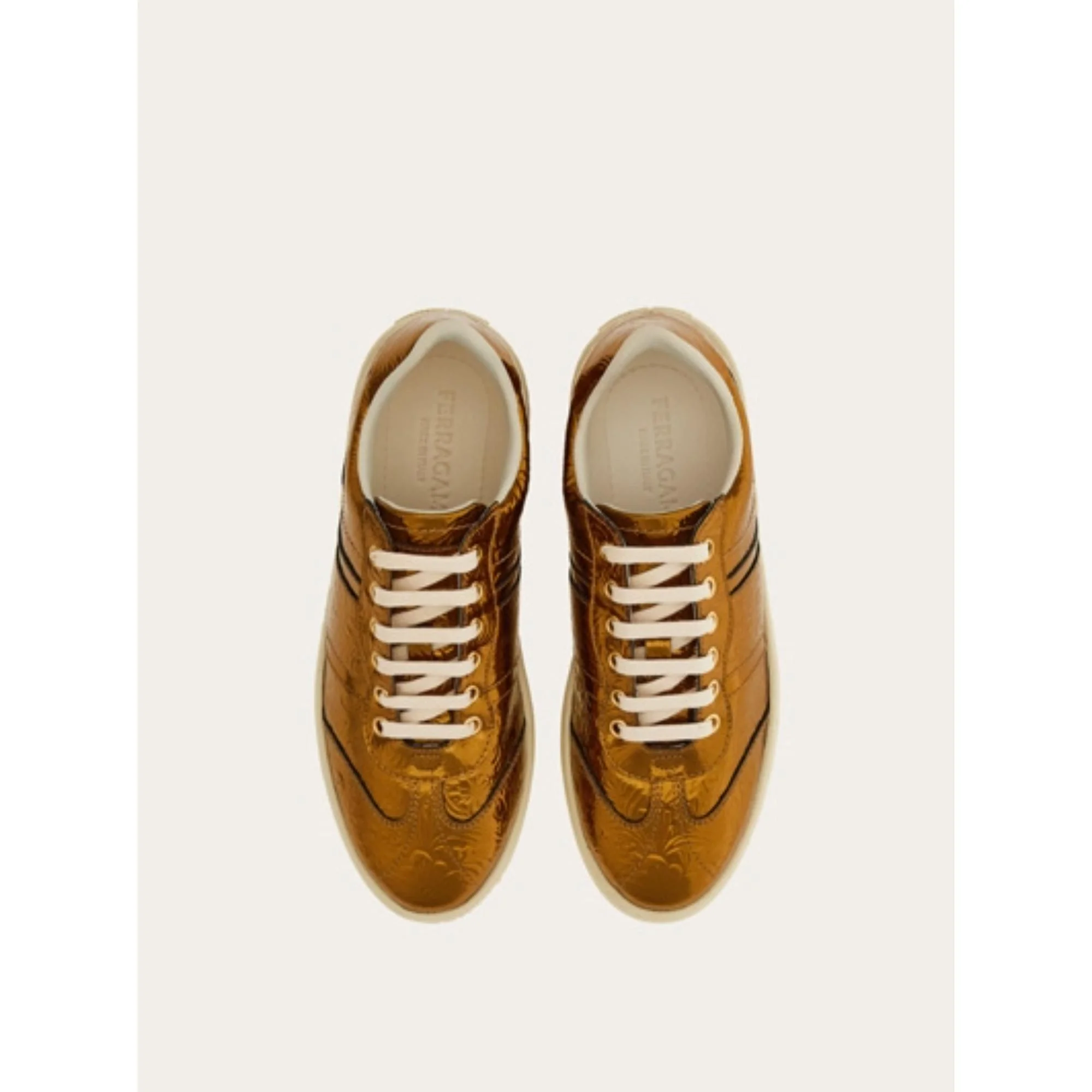 Low-Top Sneakers with Logo - Bronze - Image 2