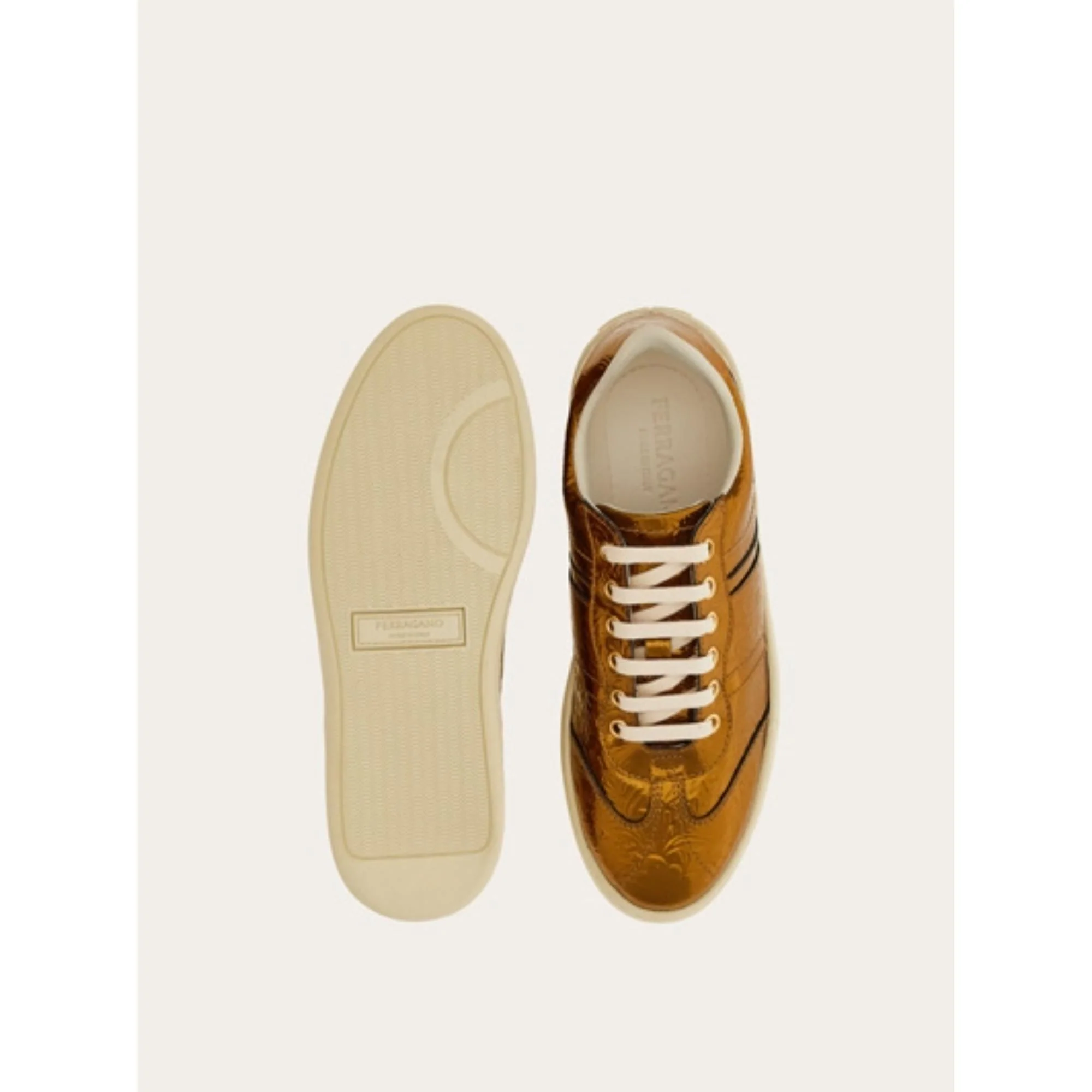 Low-Top Sneakers with Logo - Bronze - Image 3