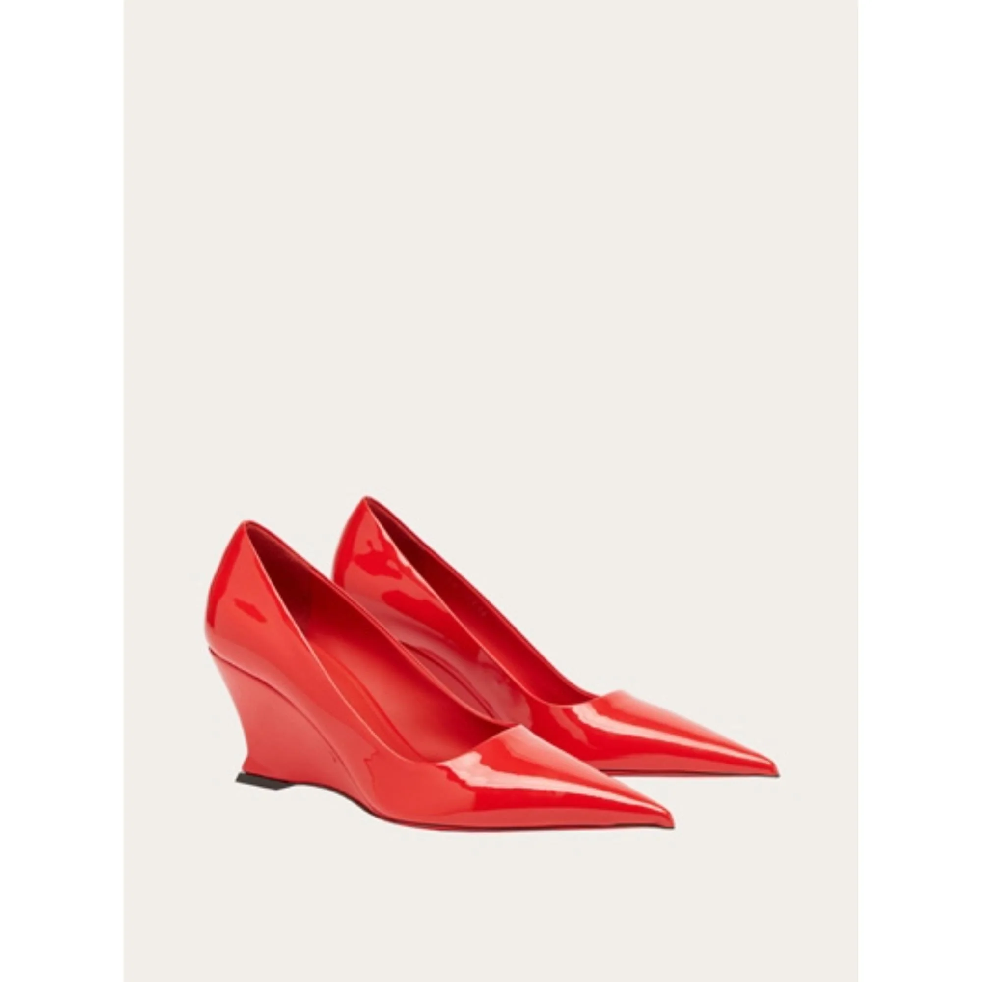 Pumps with Wedges Heel - Flame Red - Image 3