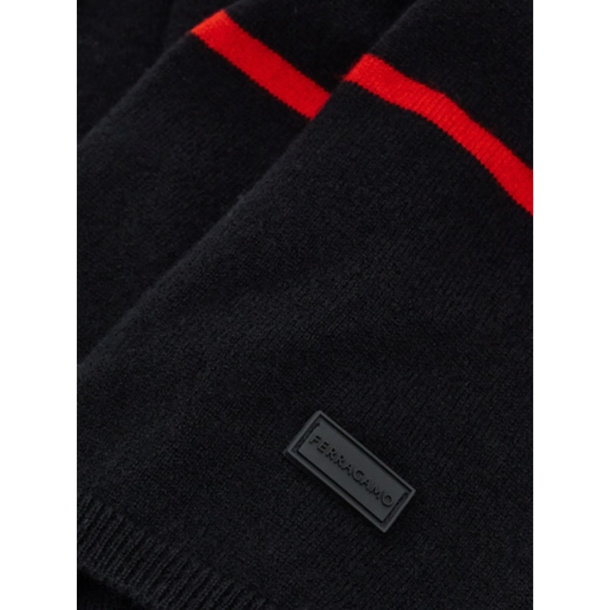 Cashmere Scarf - Black/Red - Image 3