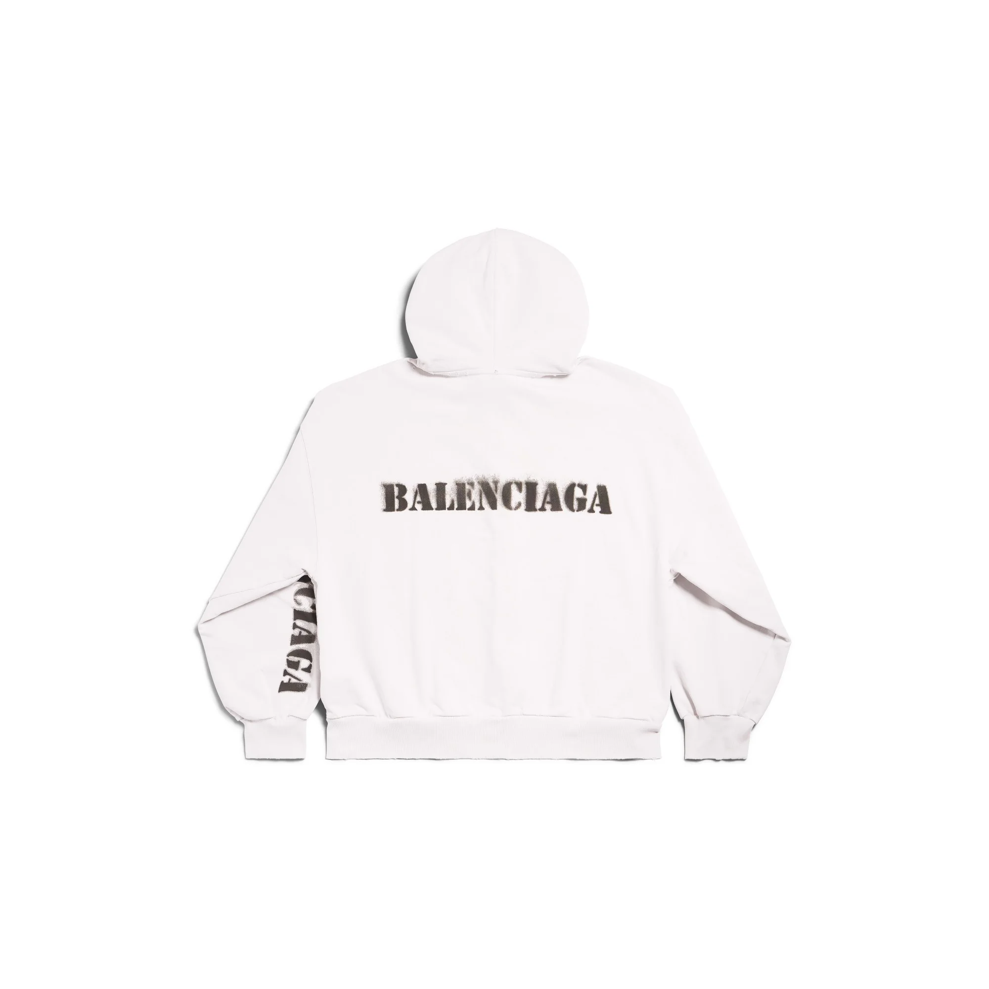 Regular Fit Zip-Up Hoodie - Off White/Black - Image 2