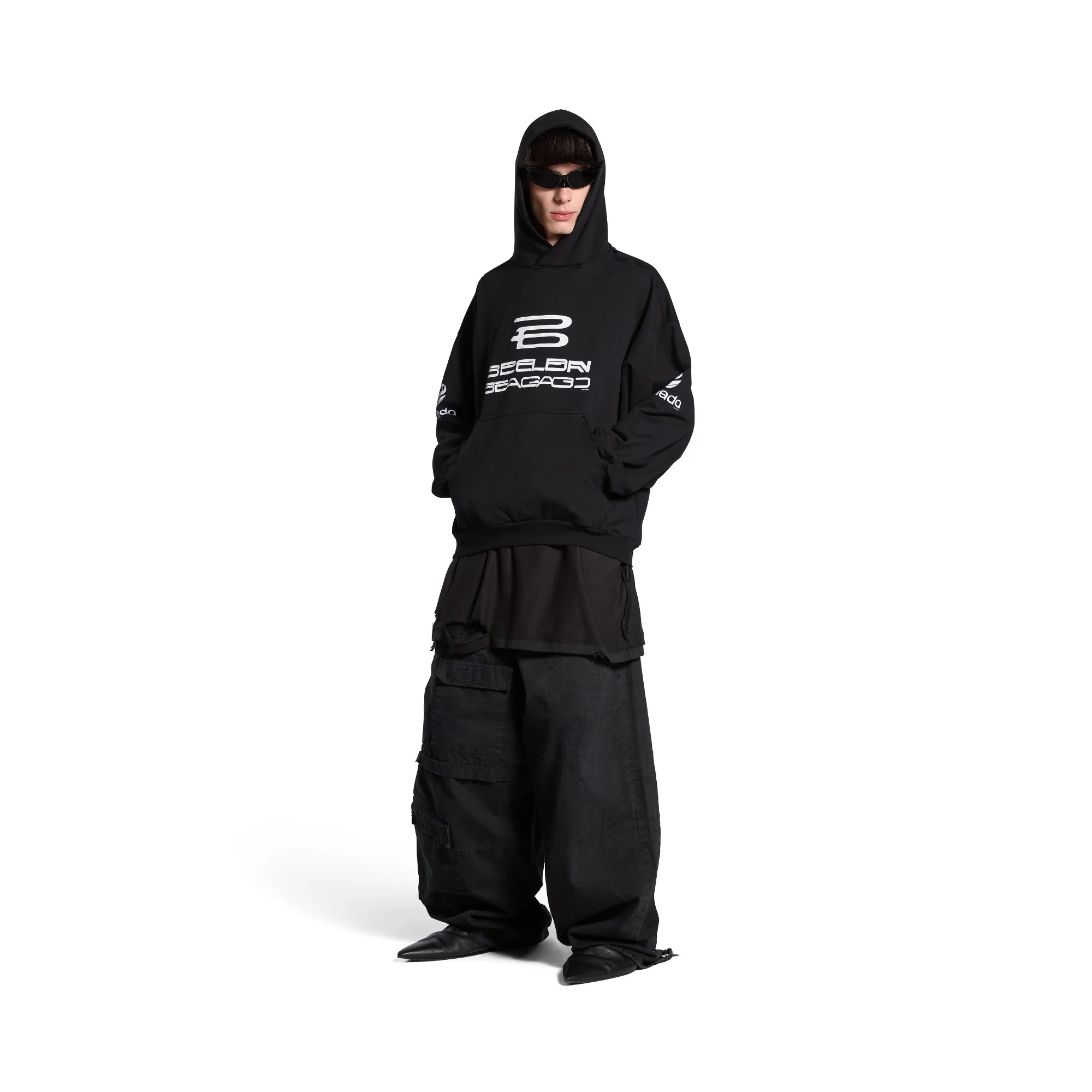 Medium Fit Hoodie - Washed Black/White - Image 4