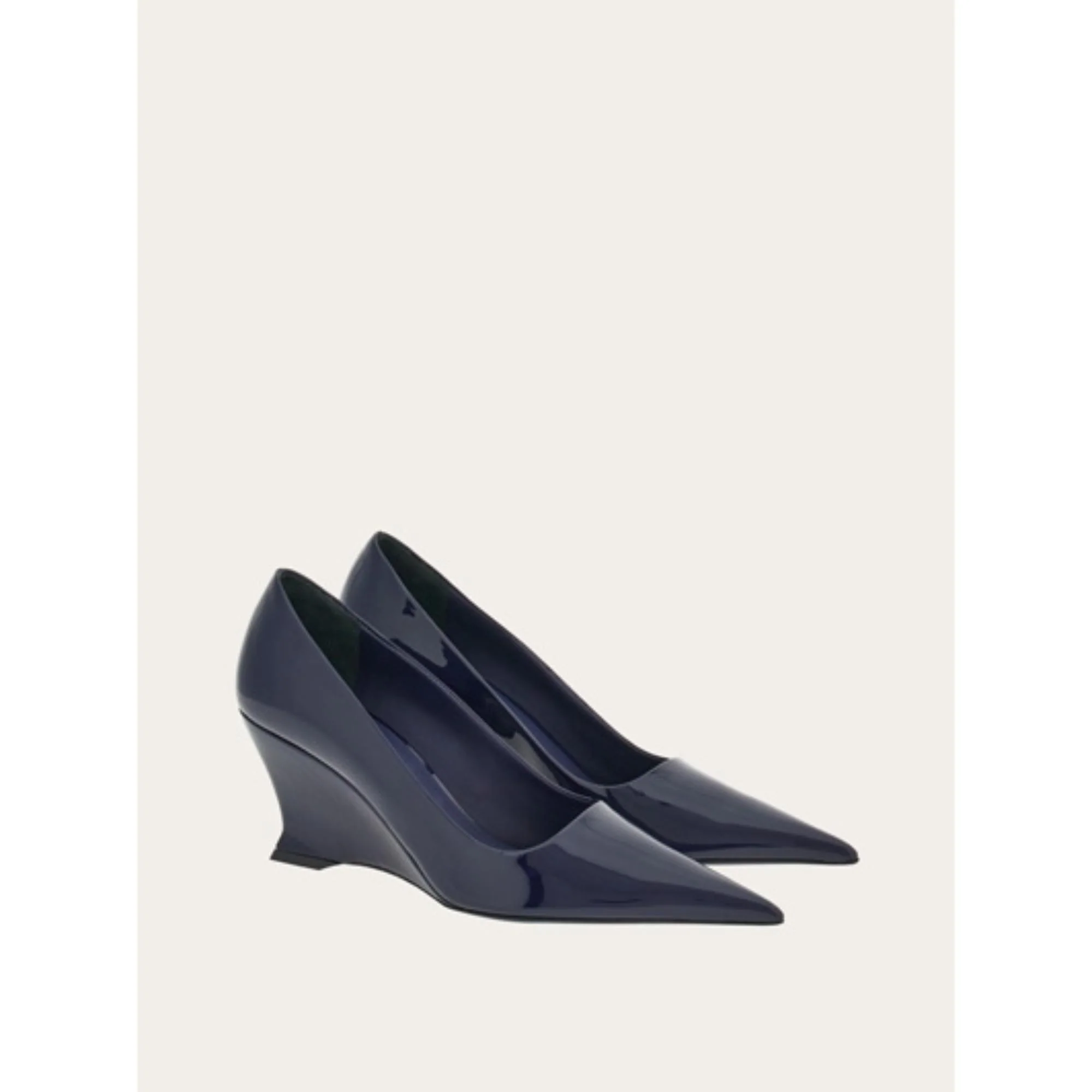 Pumps with Wedges Heel - Midnight Blue - Image 3