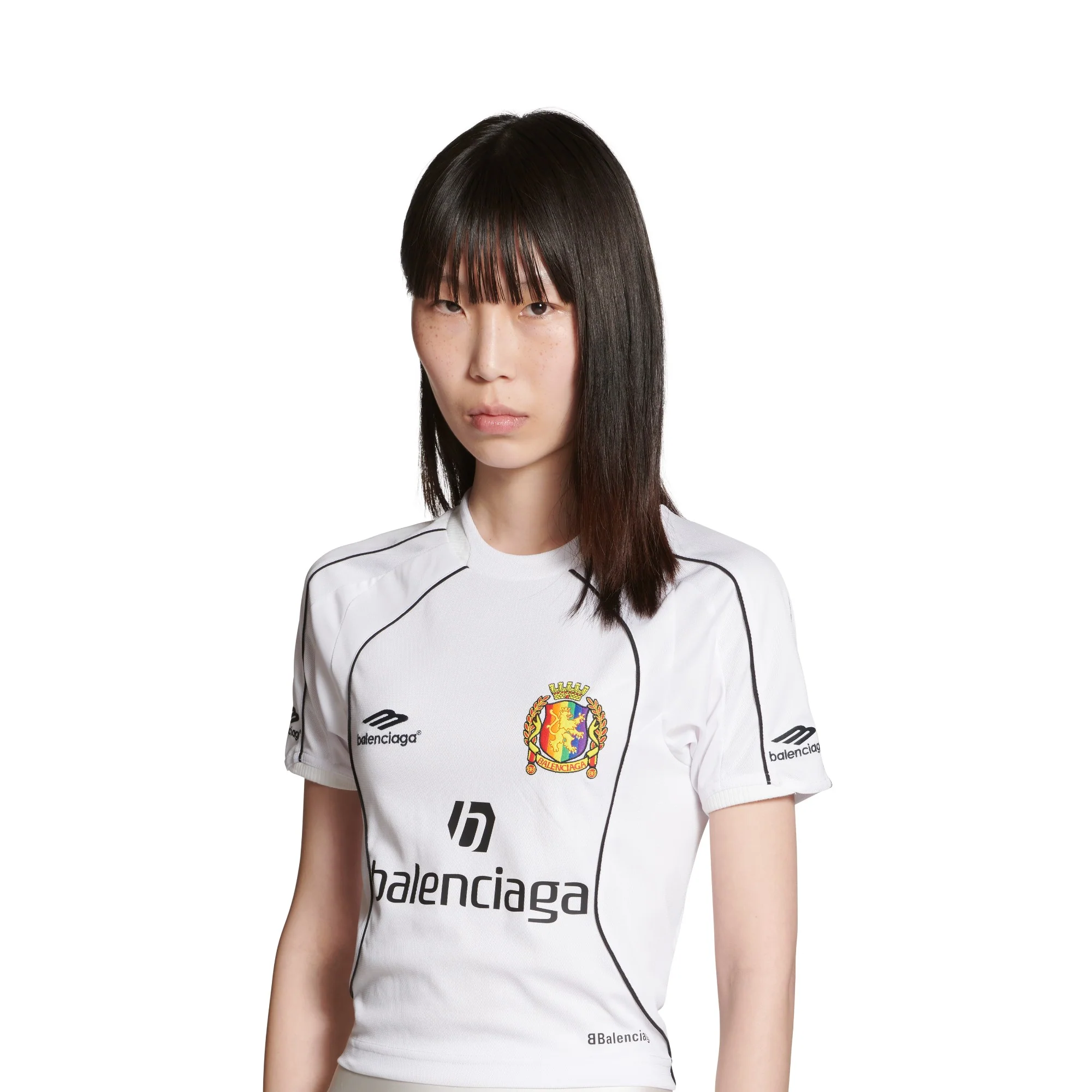 Fitted Soccer T-Shirt - White/Black - Image 6