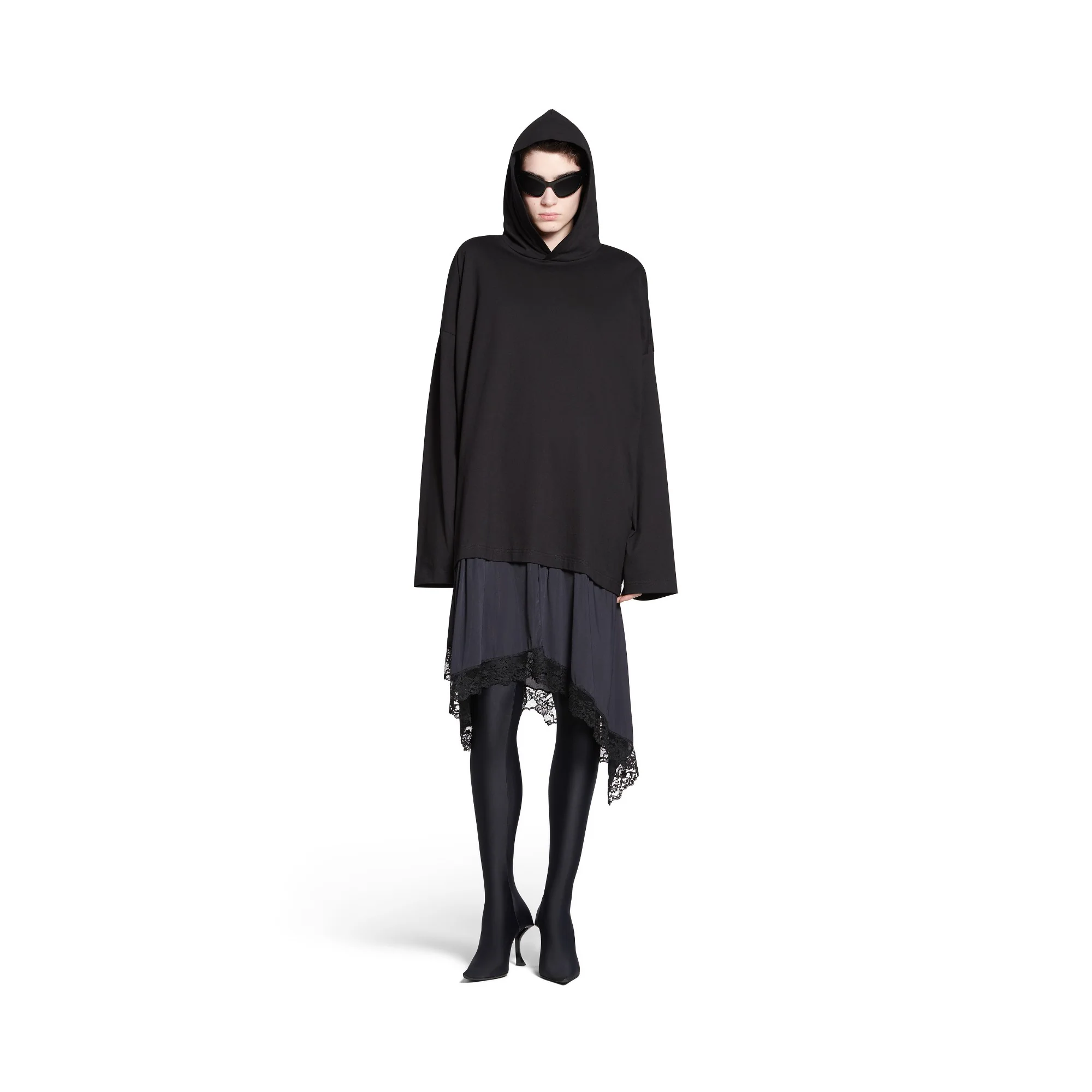 Hooded Hybrid Dress - Black - Image 4