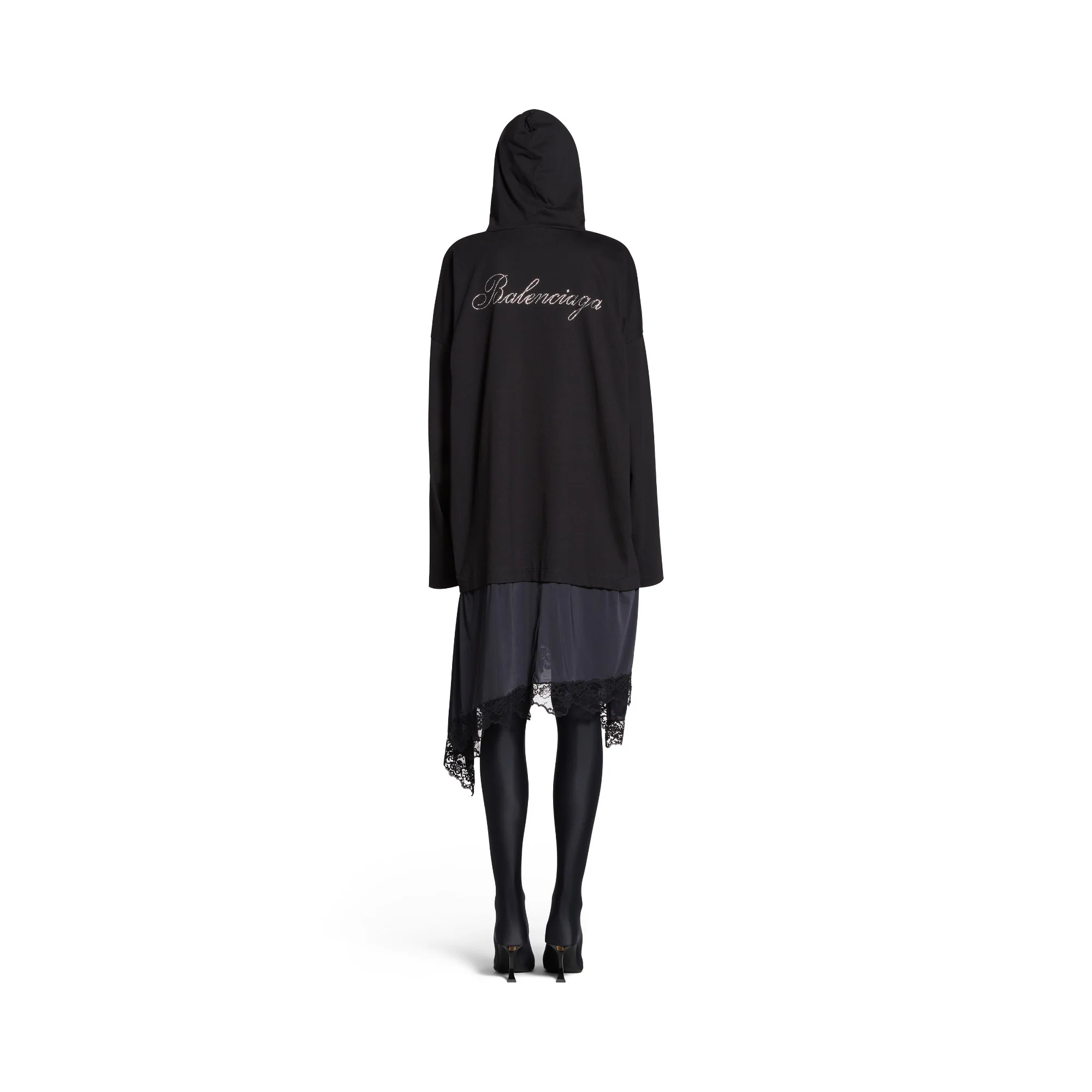 Hooded Hybrid Dress - Black - Image 5
