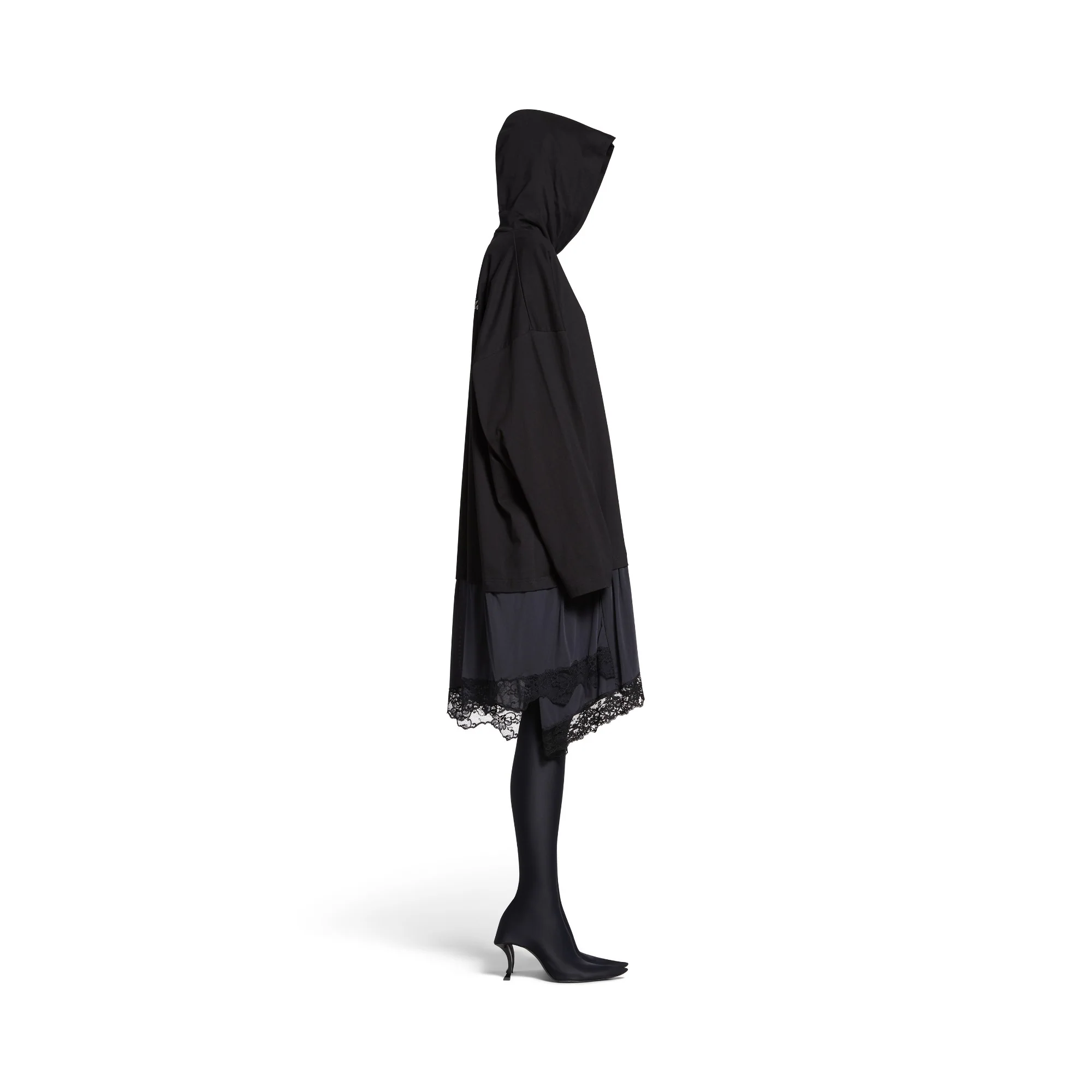 Hooded Hybrid Dress - Black - Image 6