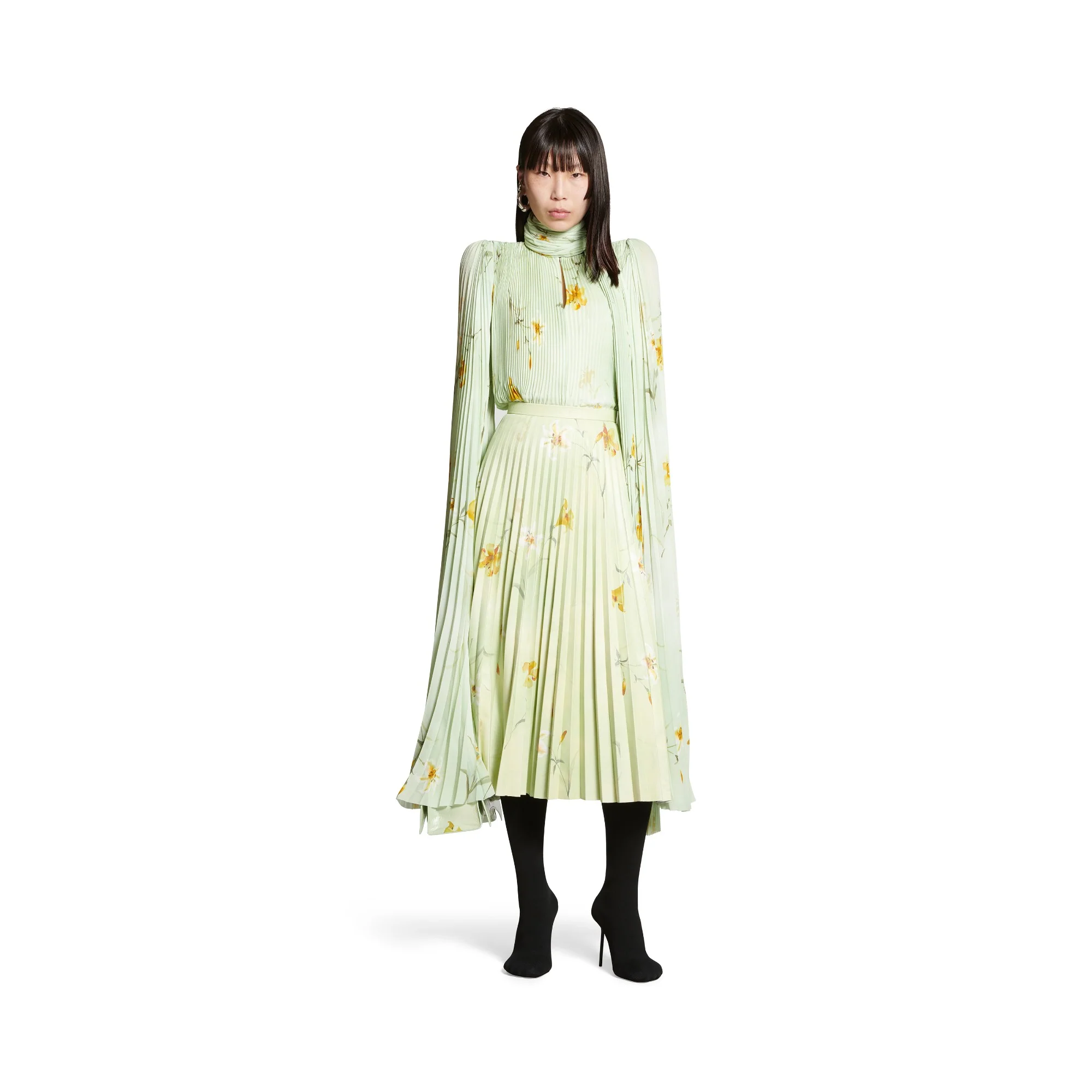 Printed Pleated Skirt - Green - Image 3
