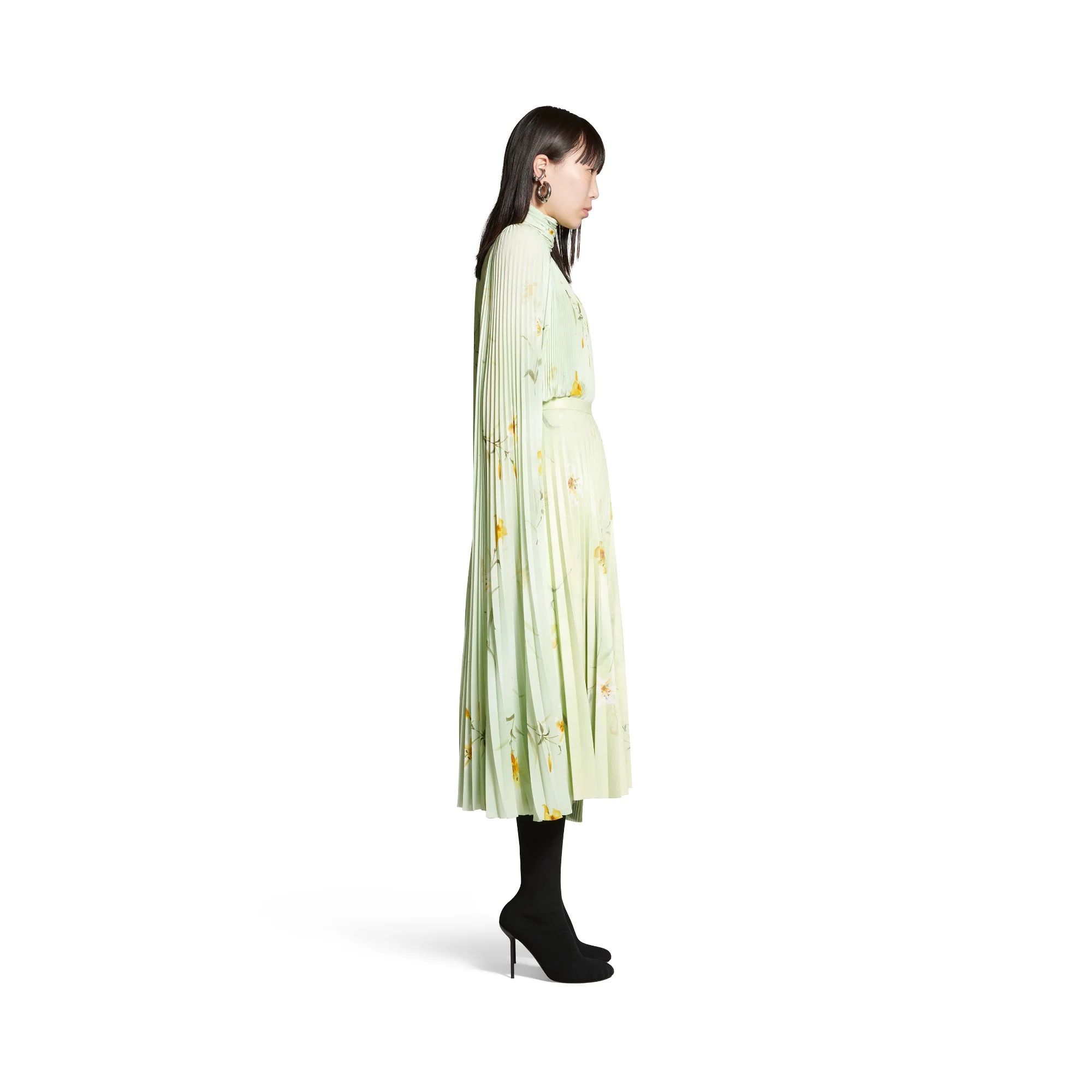 Printed Pleated Skirt - Green - Image 5