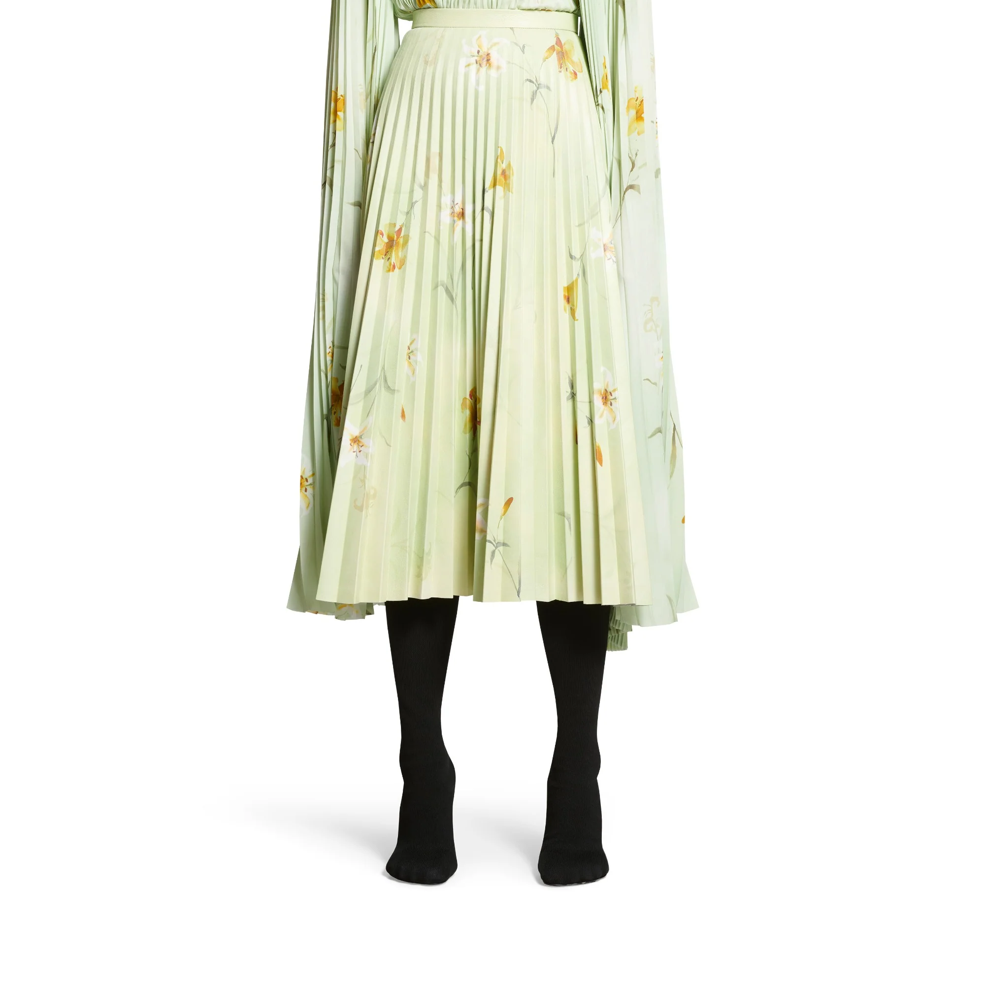 Printed Pleated Skirt - Green - Image 6