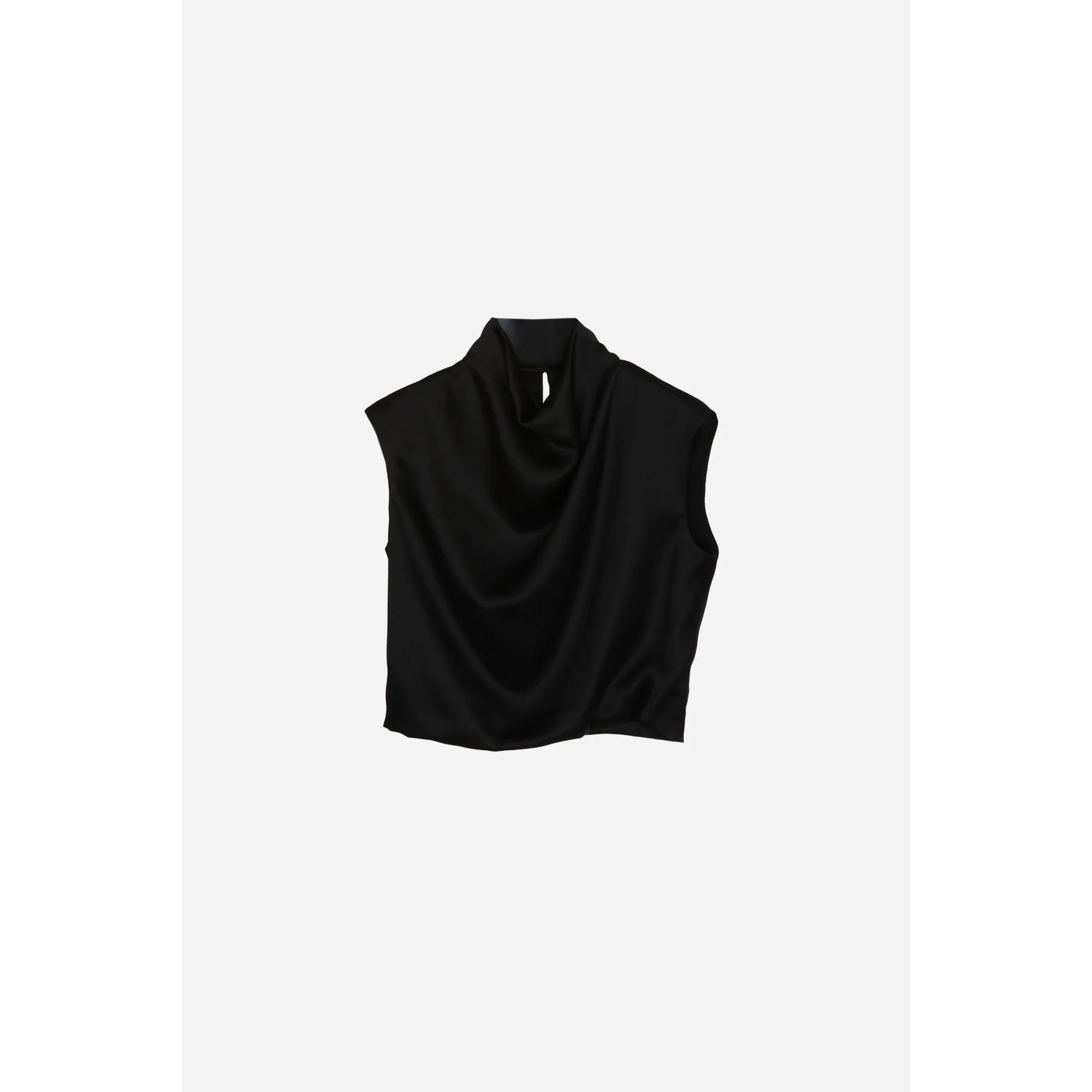 Top Satin Viscose Lisse - Noir