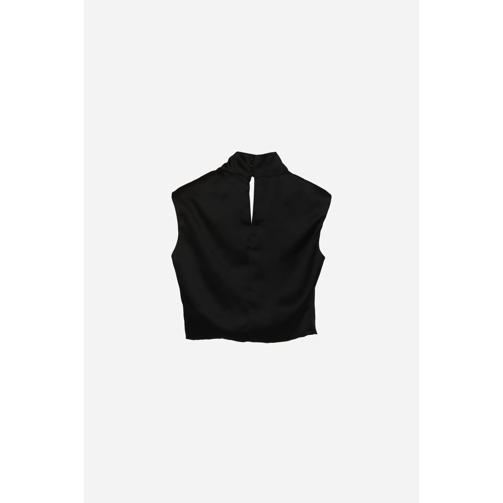 Top Satin Viscose Lisse - Noir - Image 2