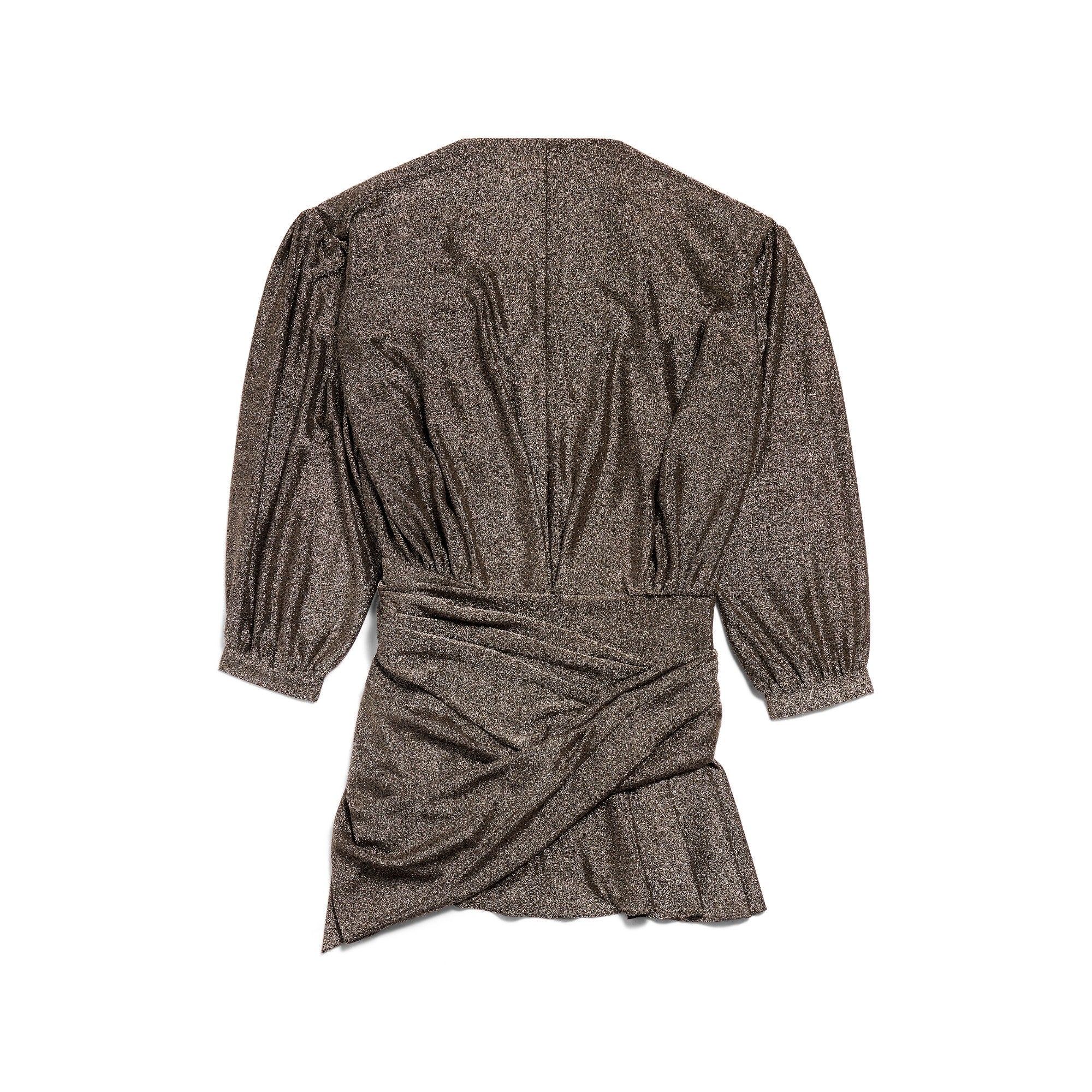 V Neck Mini Dress - Black/Gold - Image 2