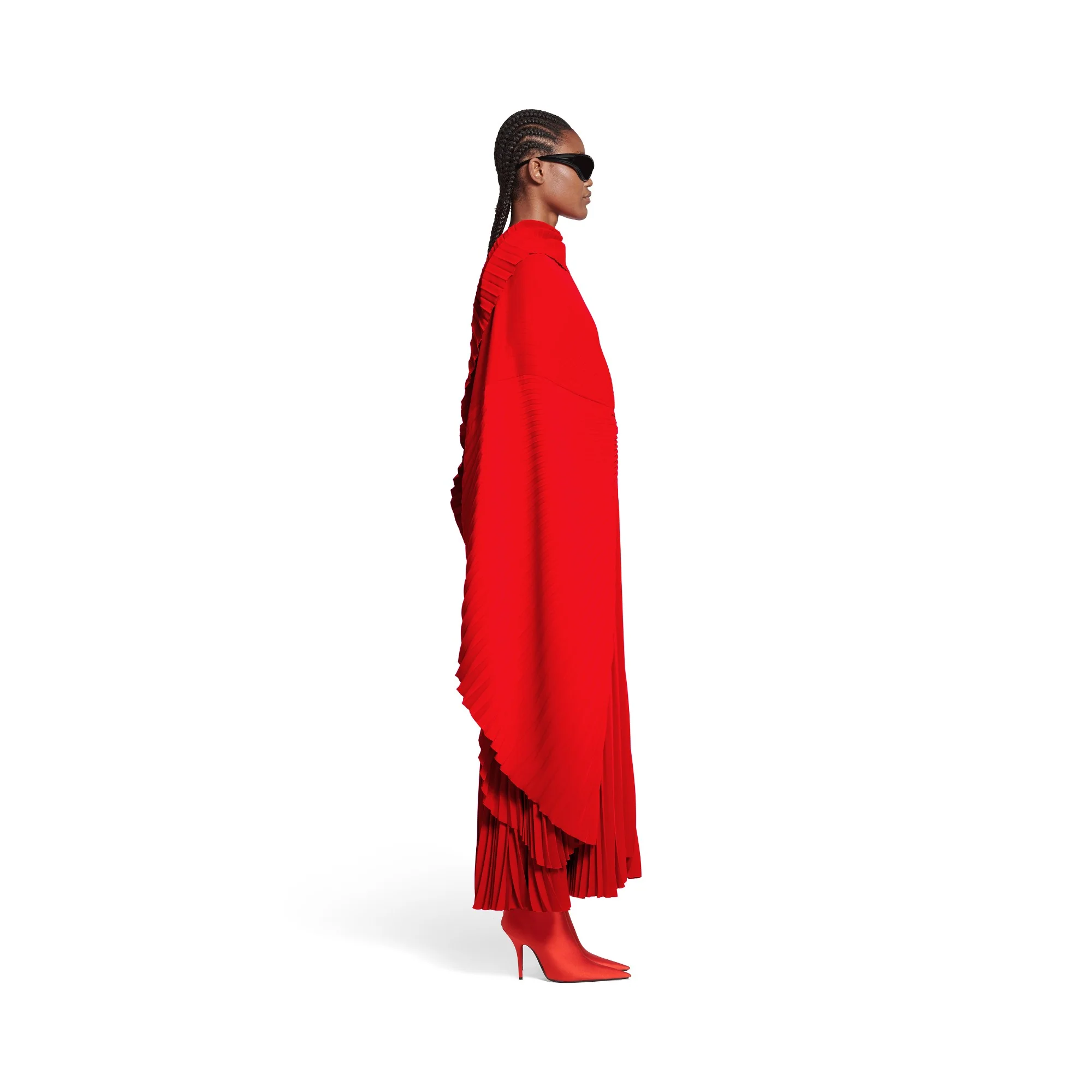 Pleated Drape Dress - Begonia Red - Image 5