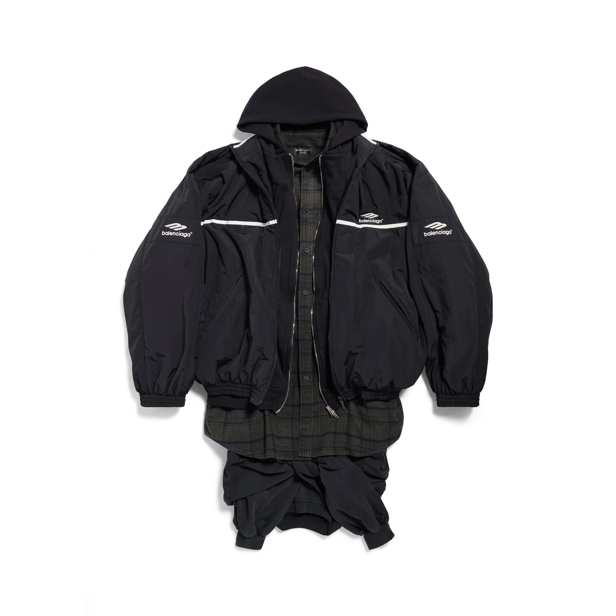 Layered Tracksuit Jacket - Black
