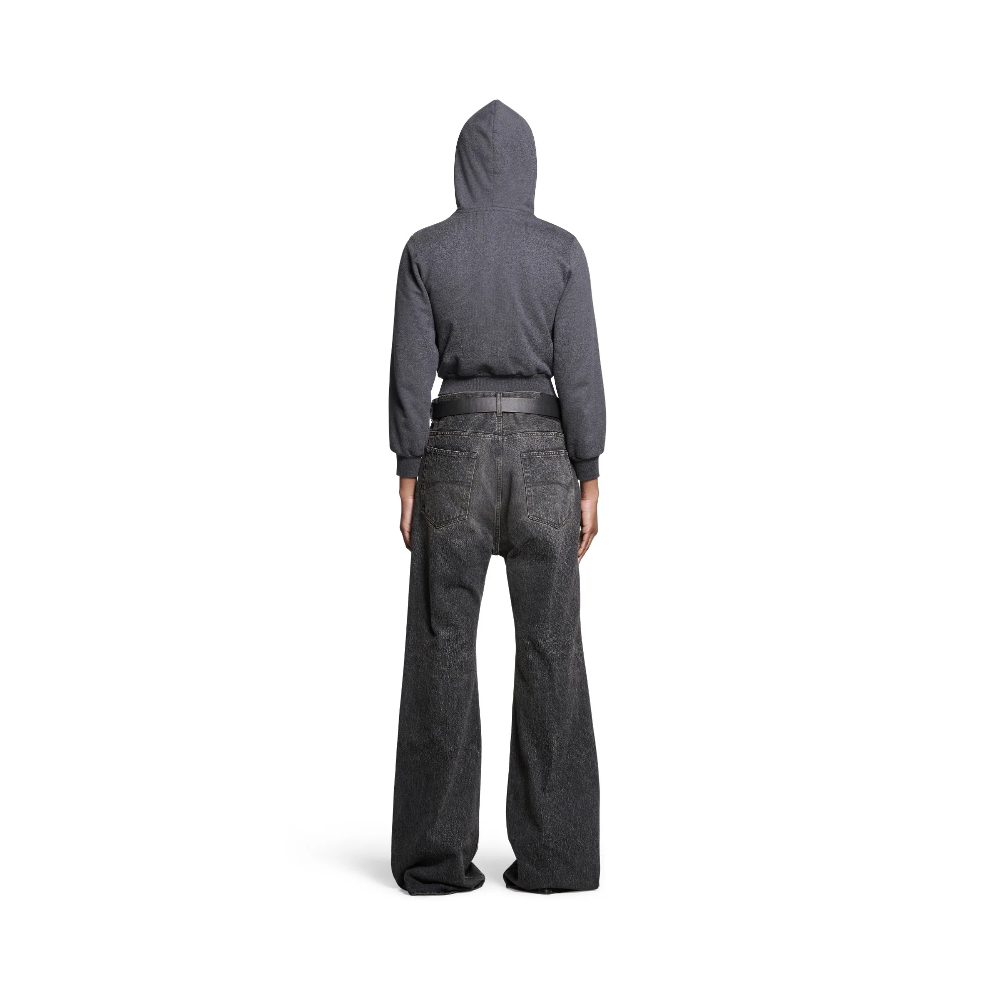 Fitted Zip-Up Hoodie - Dark Heather Grey - Image 5